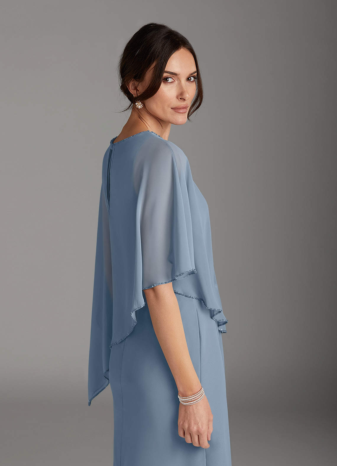 Azazie Sparrow Mother of the Bride Dresses Dusty Blue Sheath Sequins Chiffon Dress image4