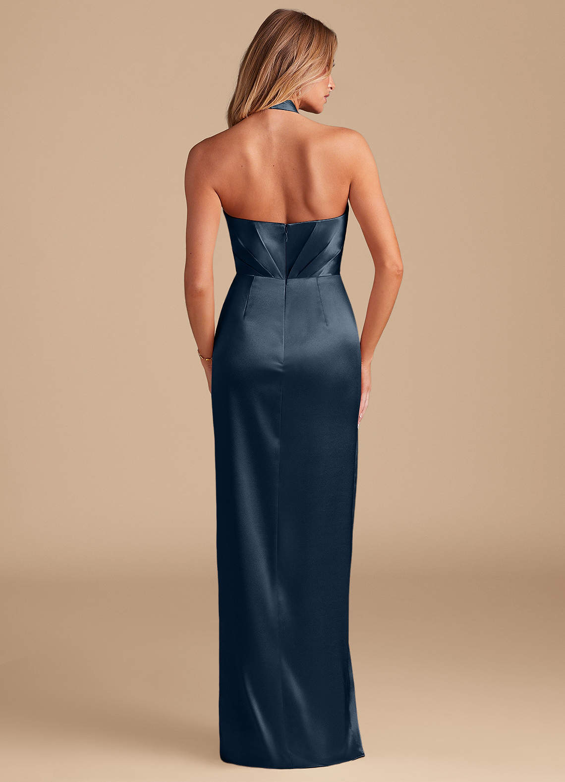 Azazie Zaya Ready to Ship Dark Navy Metallic Satin Bridesmaid Dresses | Azazie Azazie Zaya Ready to Ship Dark Navy Metallic Satin Bridesmaid Dresses | Azazie
