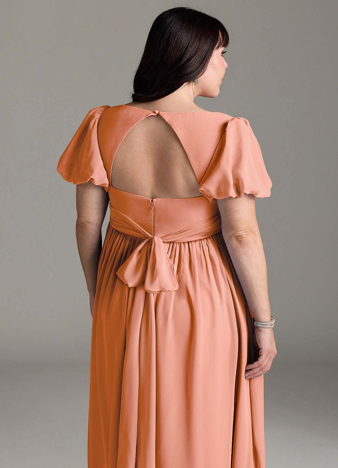 Azazie Madisynn Maternity Bridesmaid Dresses Bow Chiffon Floor-Length Dress image9