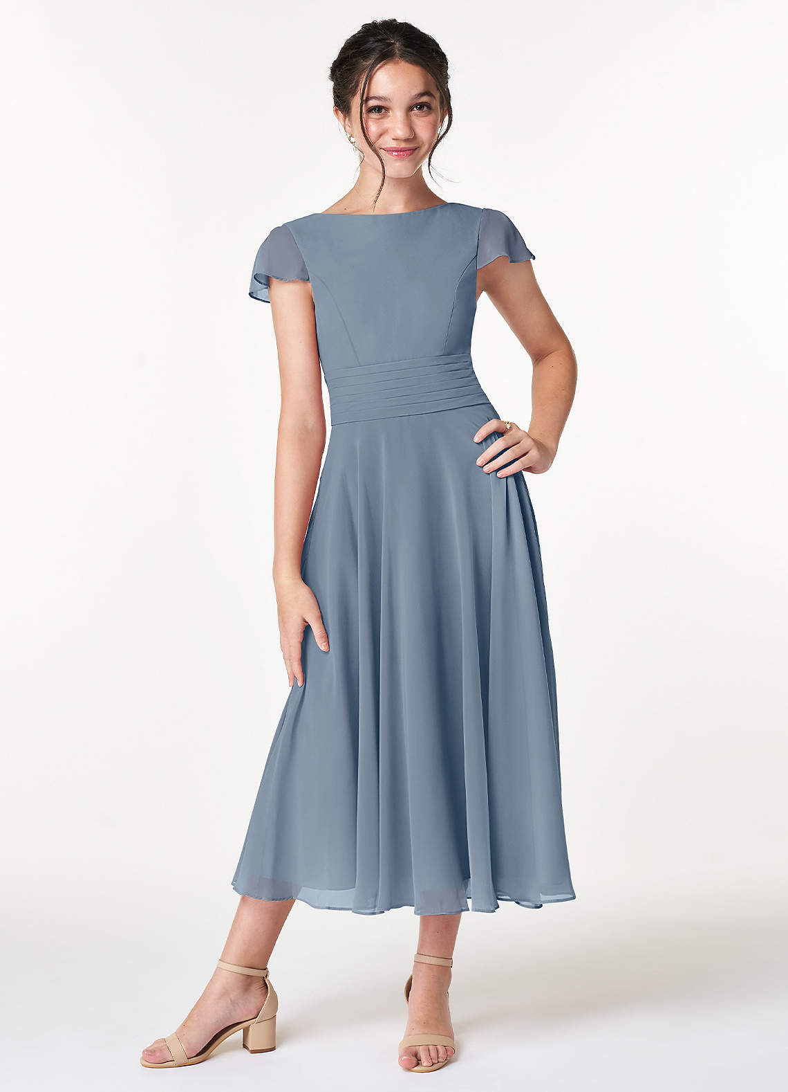 Azazie Payton Junior Twilight A-Line Bow Chiffon Dress image1