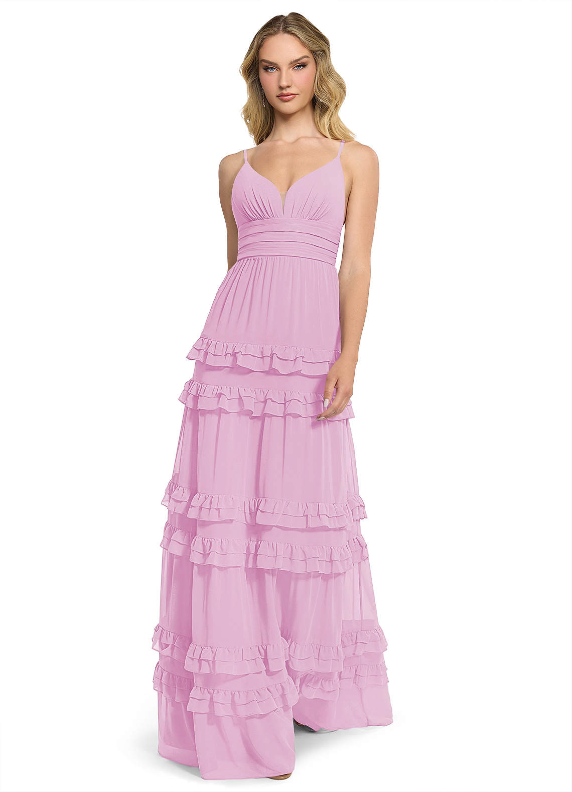Azazie Rachel Bridesmaid Dresses Candy Pink A-Line Chiffon Dress image1