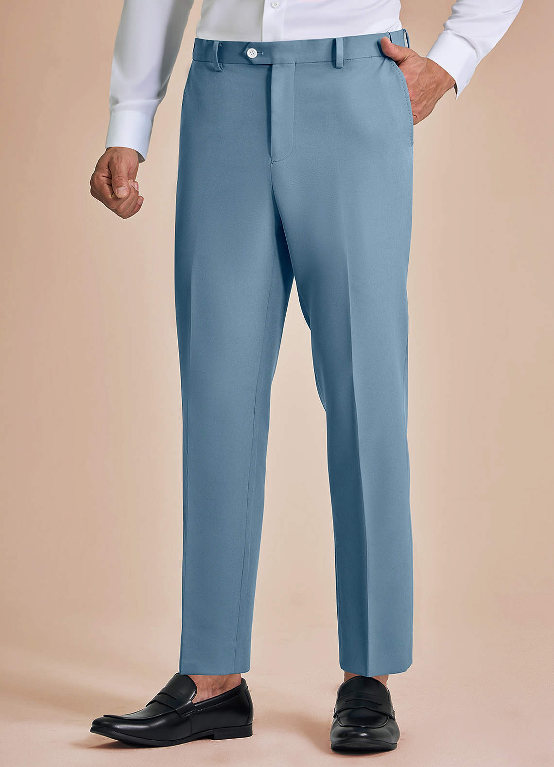 front James Light Blue Structured Stretch Dress Pants