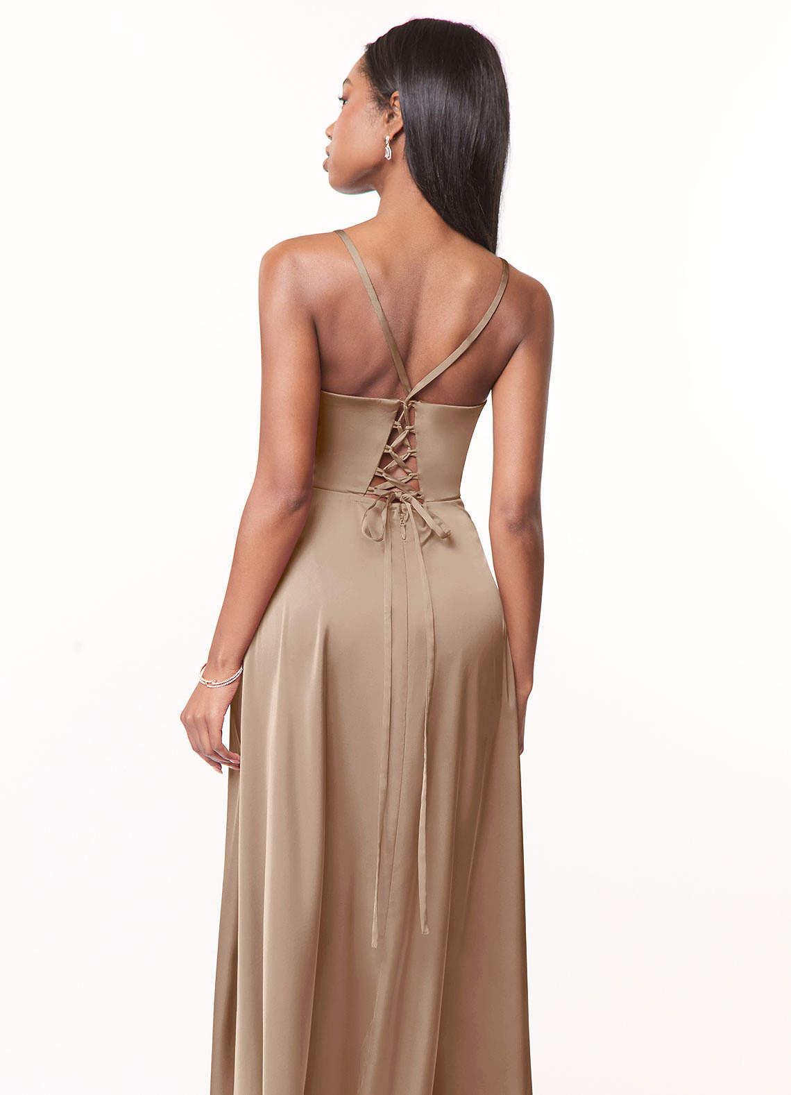 khaki bridesmaid dresses Heavy Hearted Satin Maxi Dress main image 0