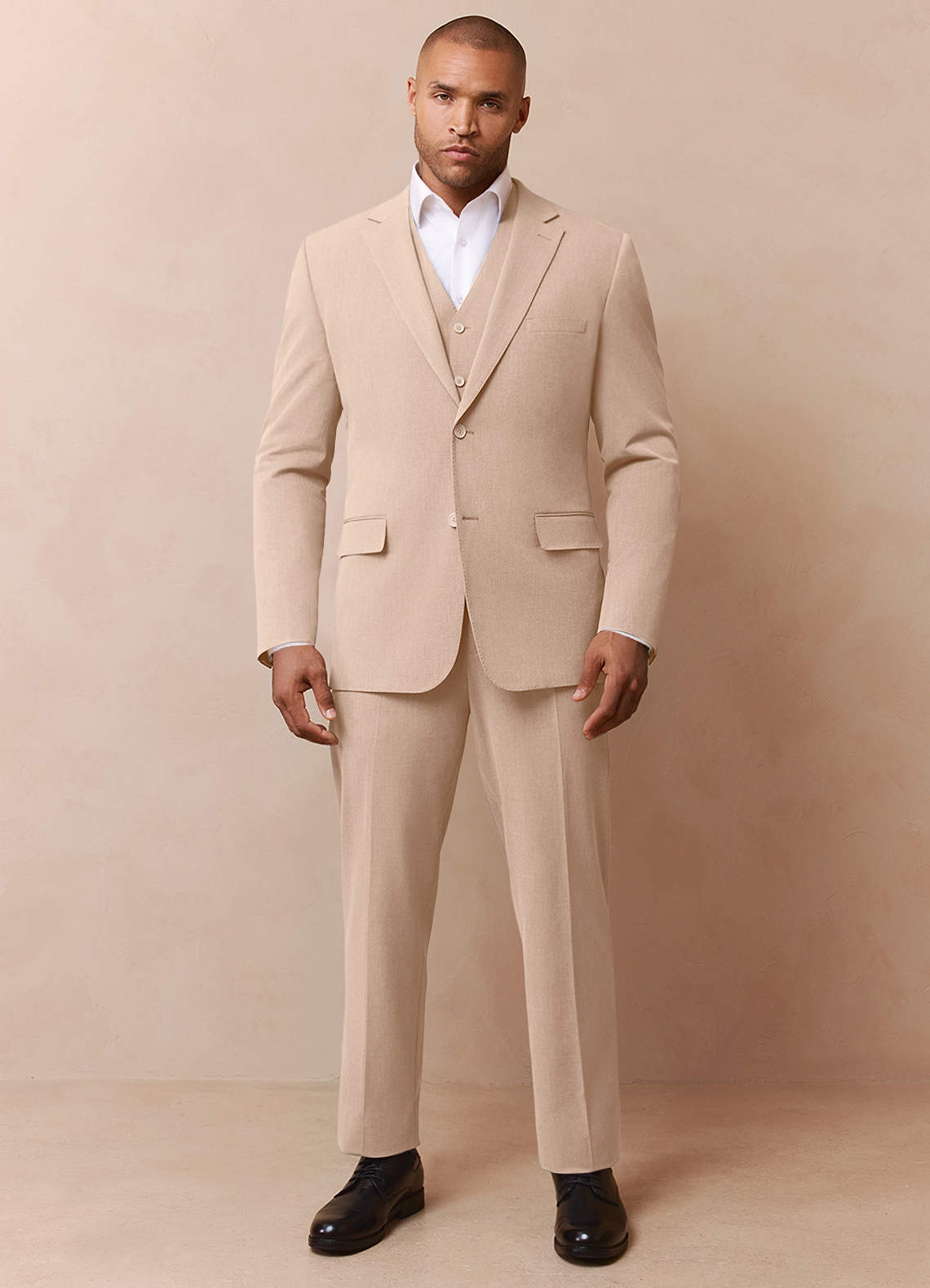 front Savile Tan Wool Blend Dress Pants