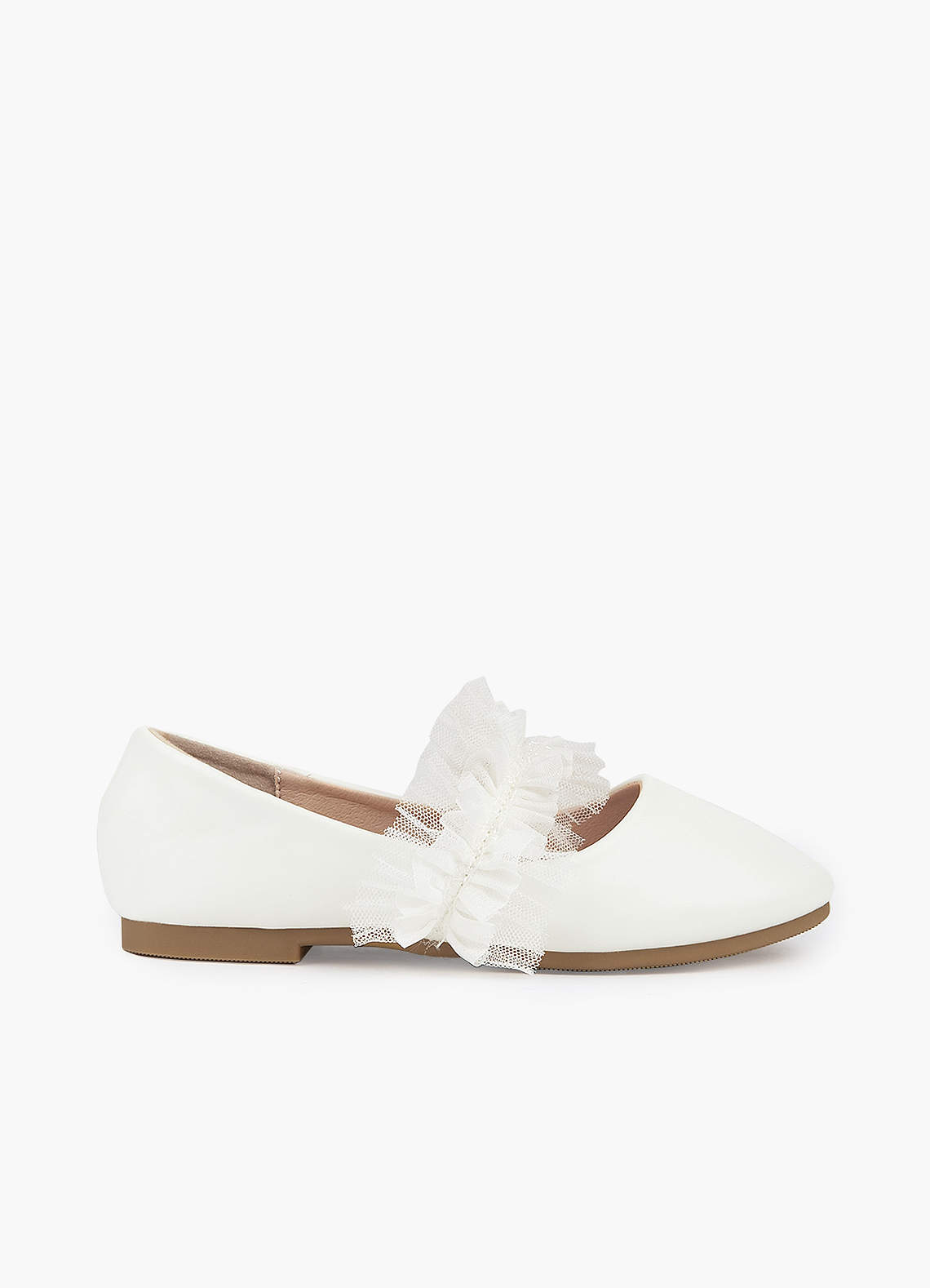 front Ruffle Strap Girl's Flat Shoes