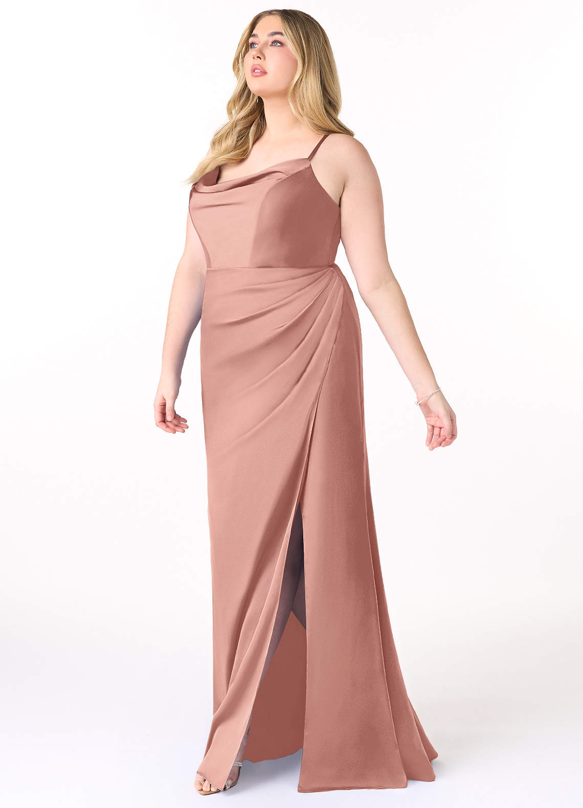 Azazie Marzia Ready to Ship Rosette Stretch Satin Bridesmaid Dresses |  Azazie