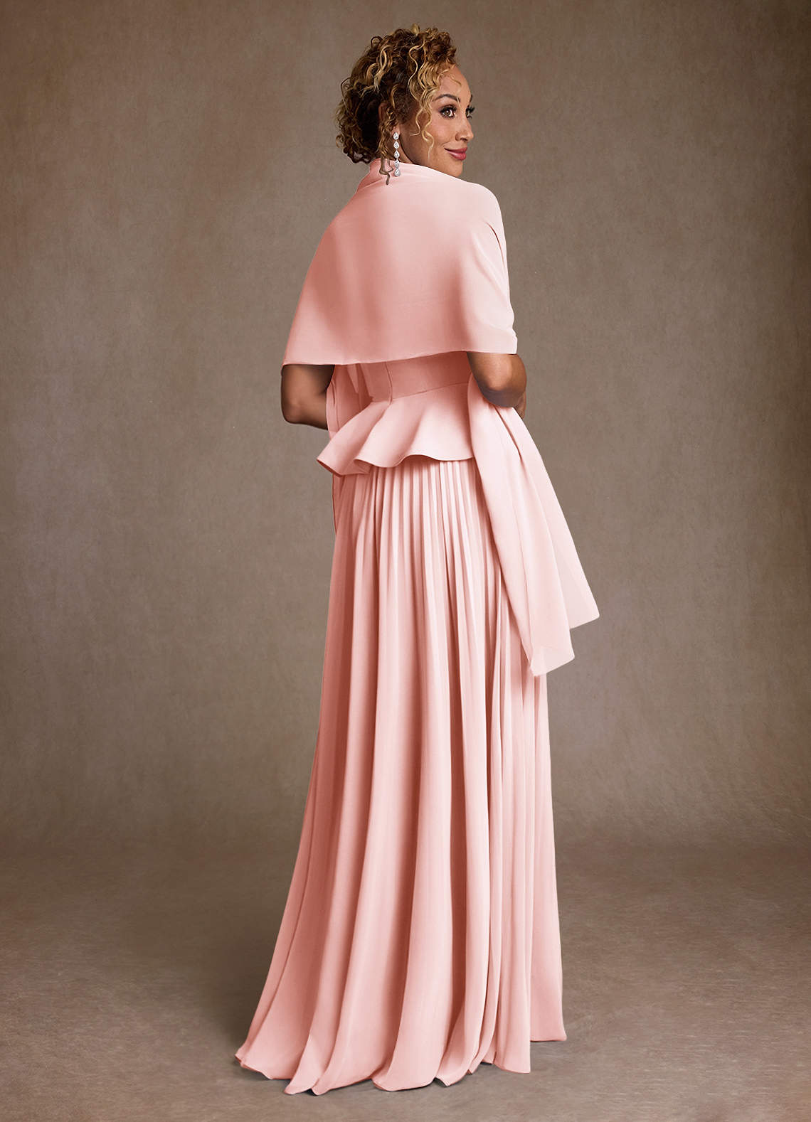pink pleated chiffon dress Azazie Josabeth