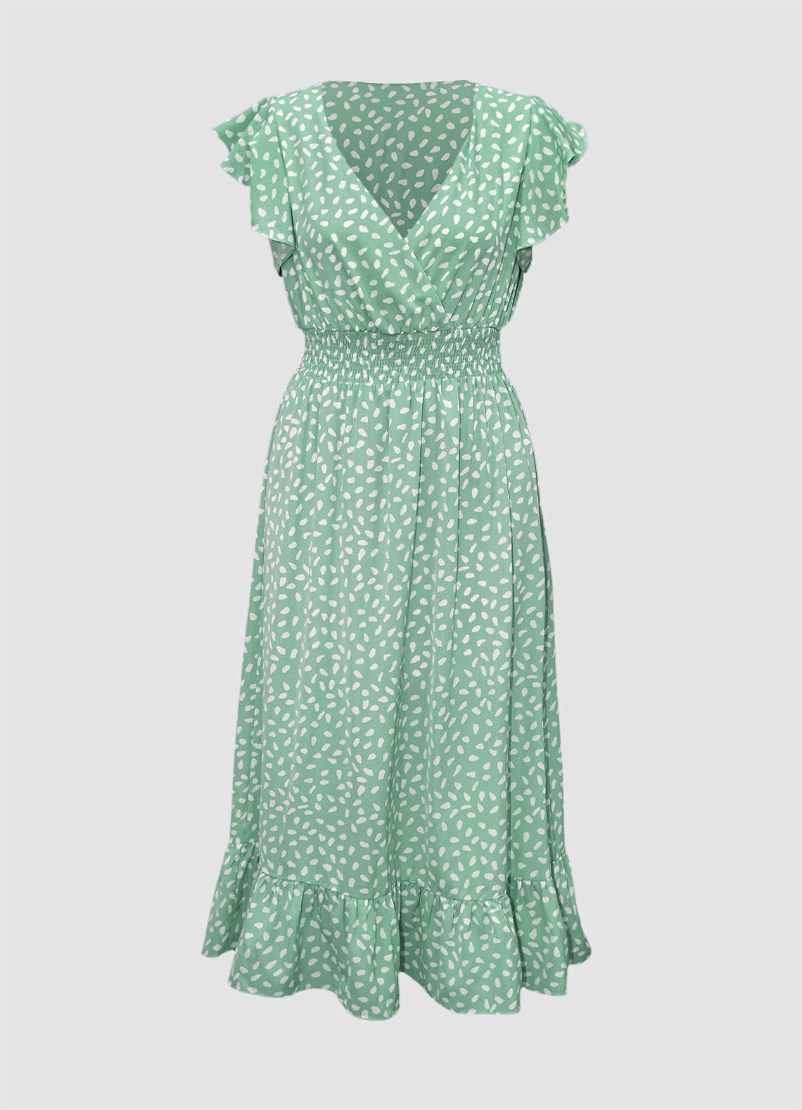 Hello Sweetheart Mint Green Print Flutter Sleeve Maxi Dress image1