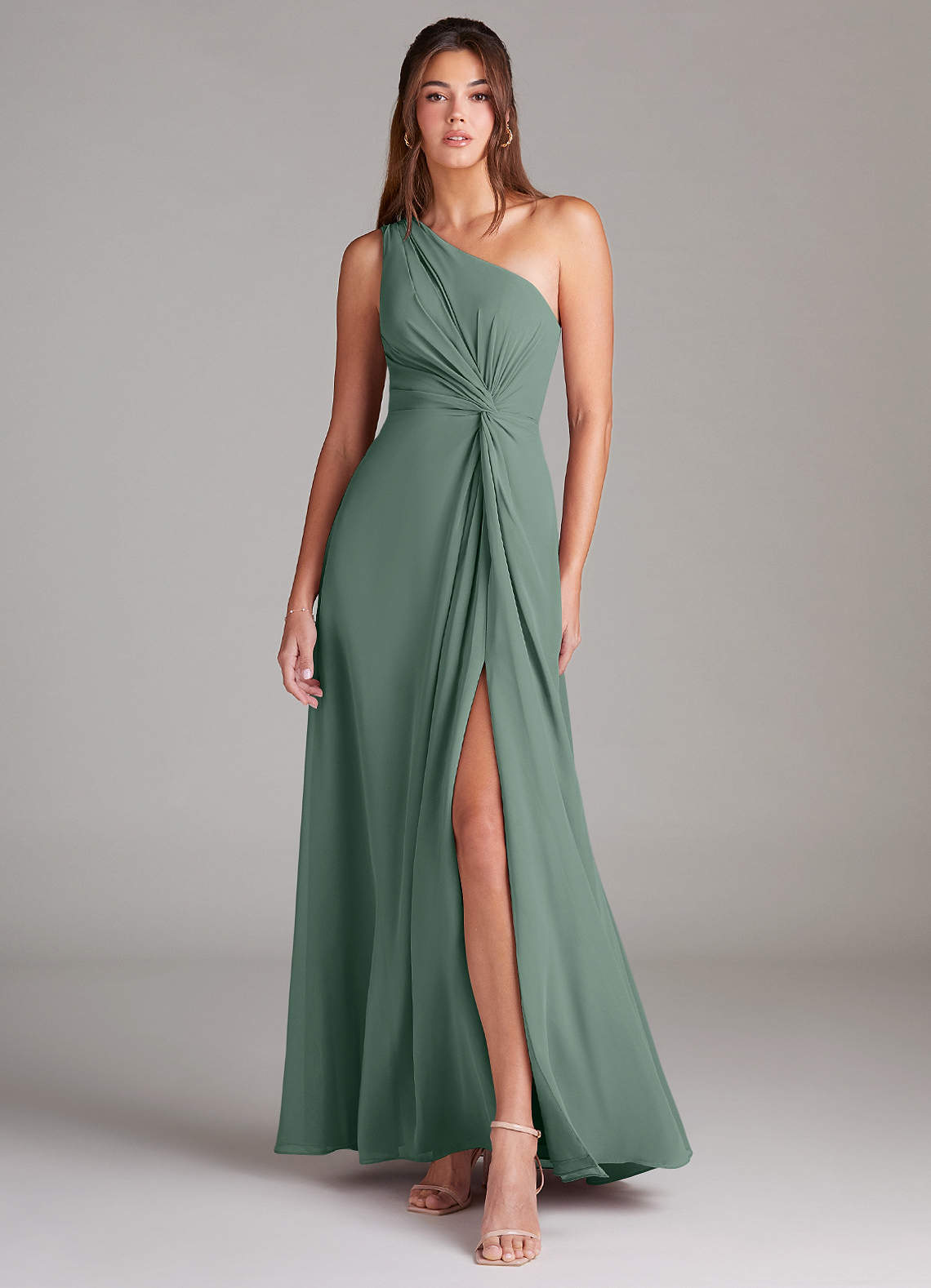 One Shoulder A-line Lilac Chiffon Bridesmaid Dresses, Side Slit Bridesmaid Dresses