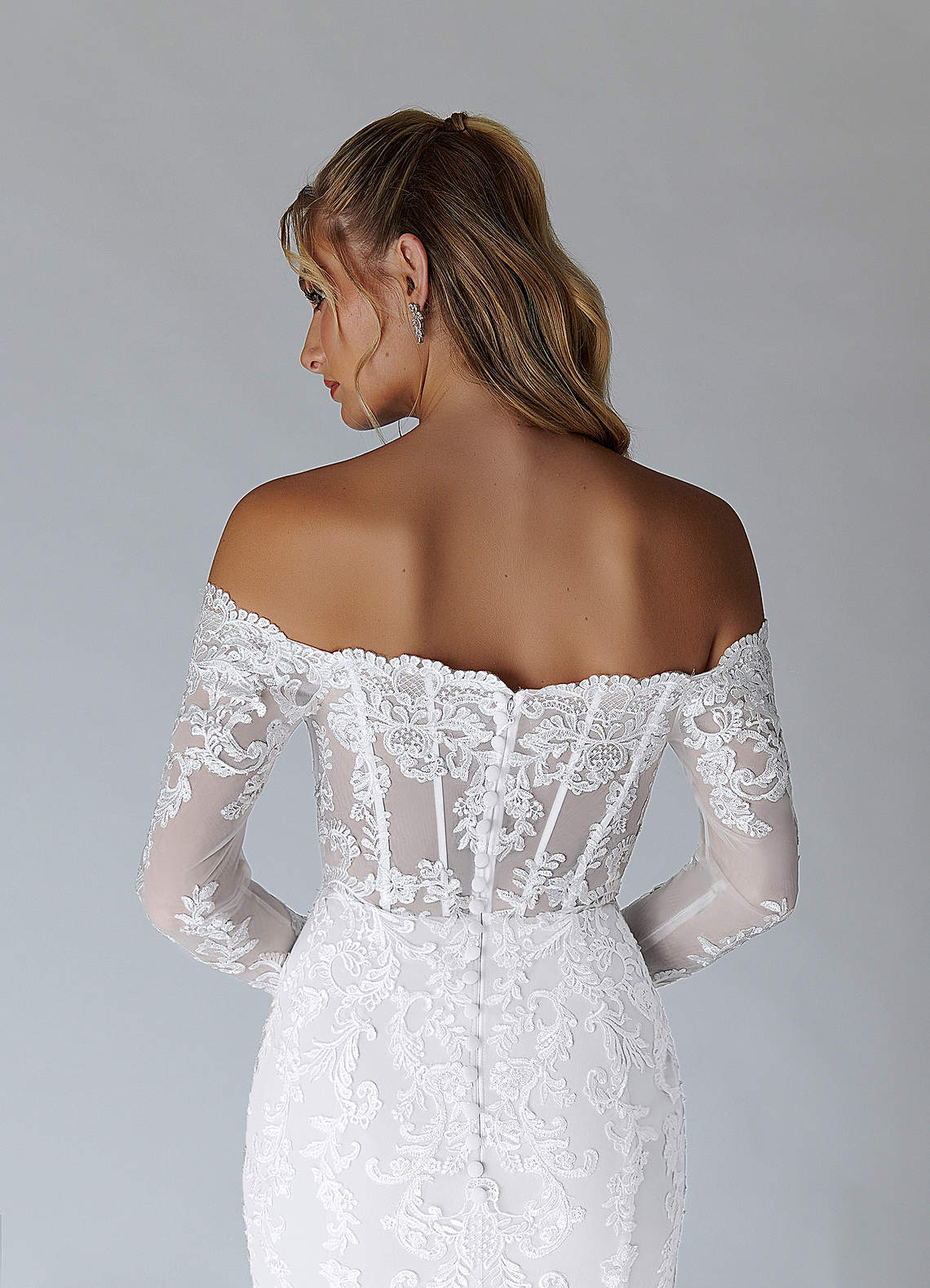 Azazie Solaris Wedding Dresses Diamond White A-Line V-Neck Sequins Tulle Dress image7