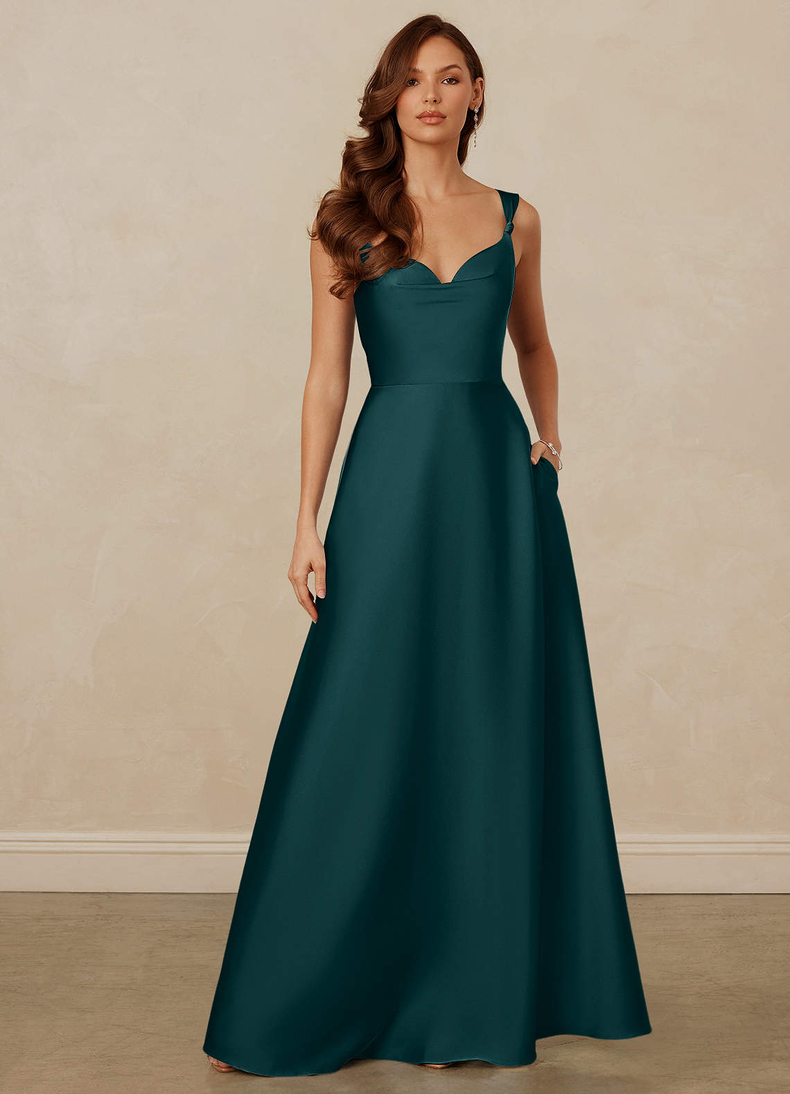 Christian Siriano Bridal for Azazie 1001 Bridesmaid Dresses Pine A-Line Sweetheart Neckline Stretch Satin Dress image1