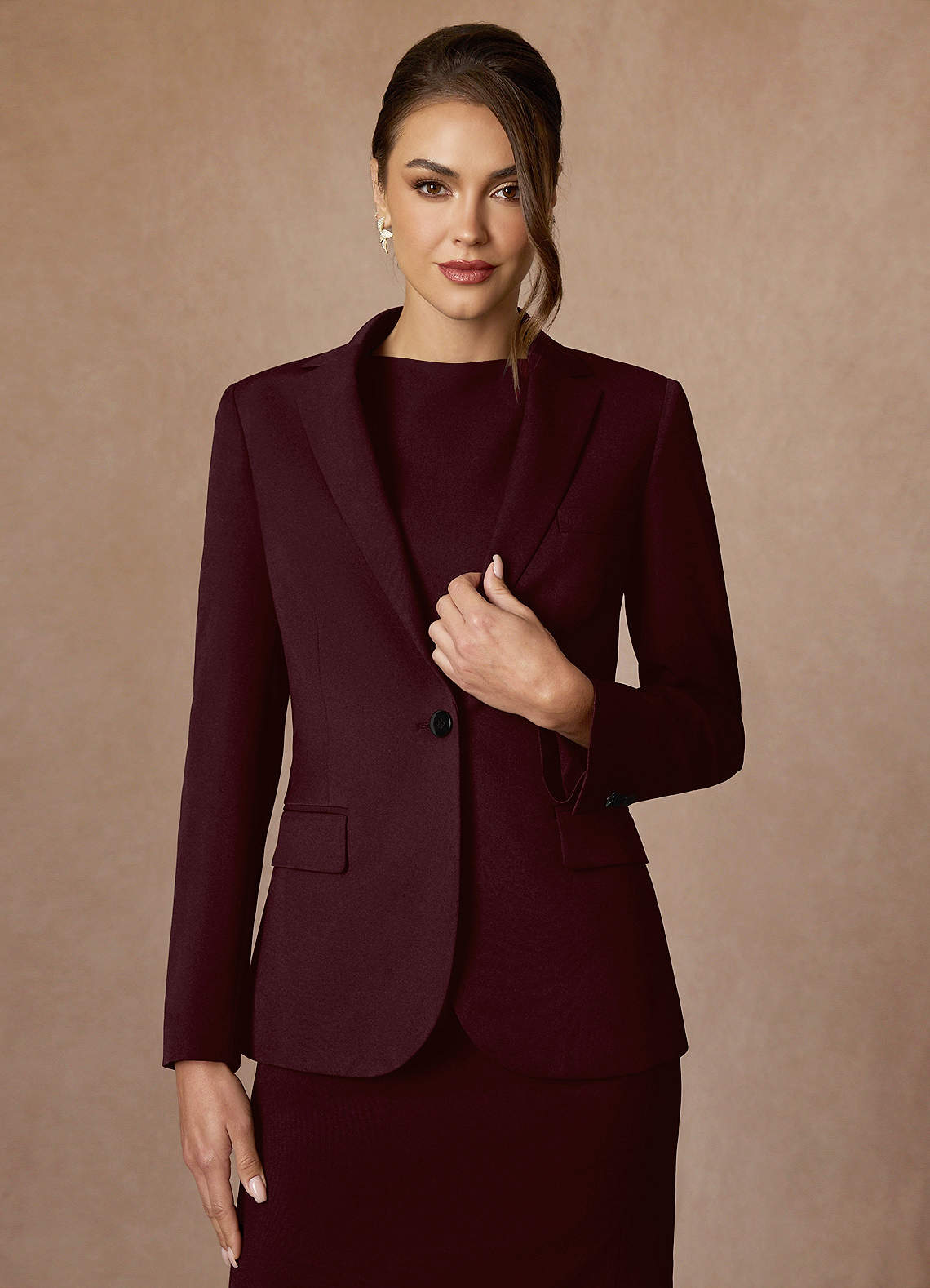 front Kennedy Cabernet Structured Stretch Dress