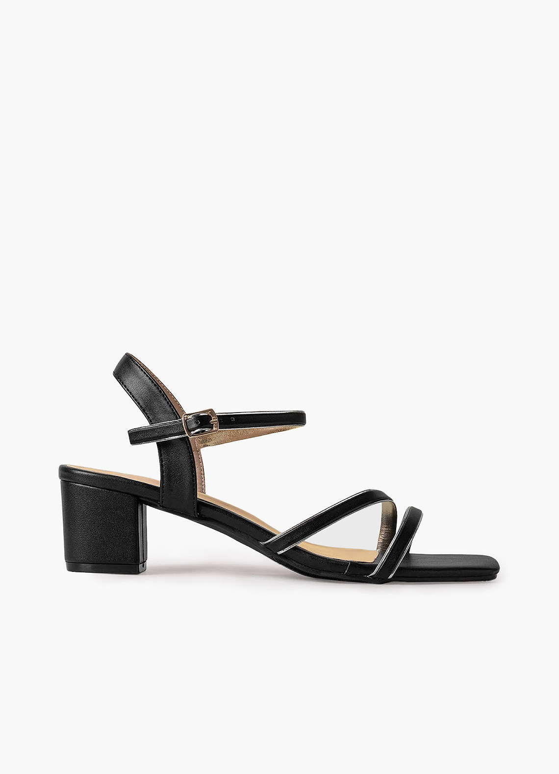 front Sandalen mit Knöchelriemen und mittlerem Absatz