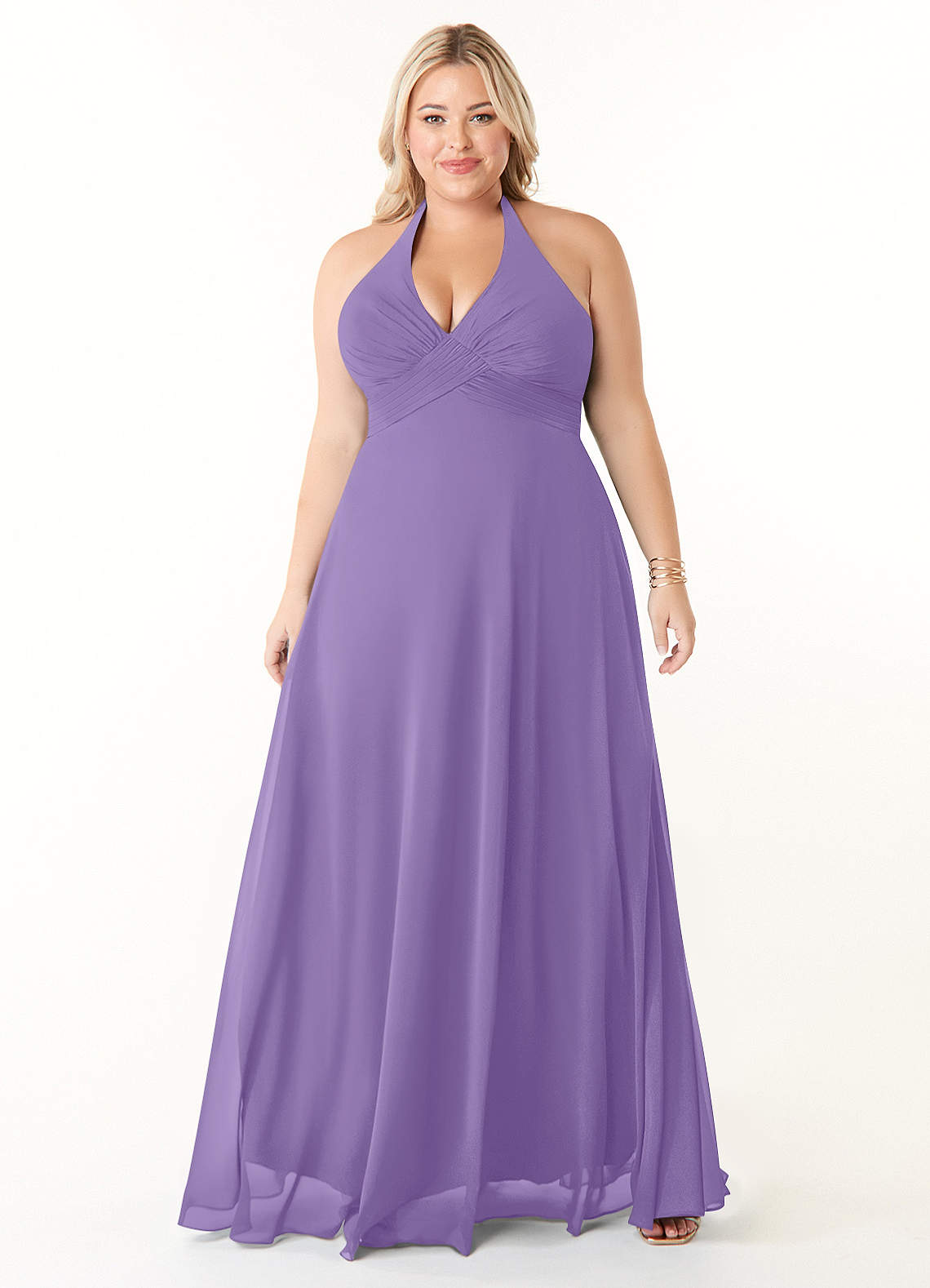 Azazie Tessie Abiti da Damigella Abito A-Line in Chiffon con Scollo a V a Pieghe Tahiti image1