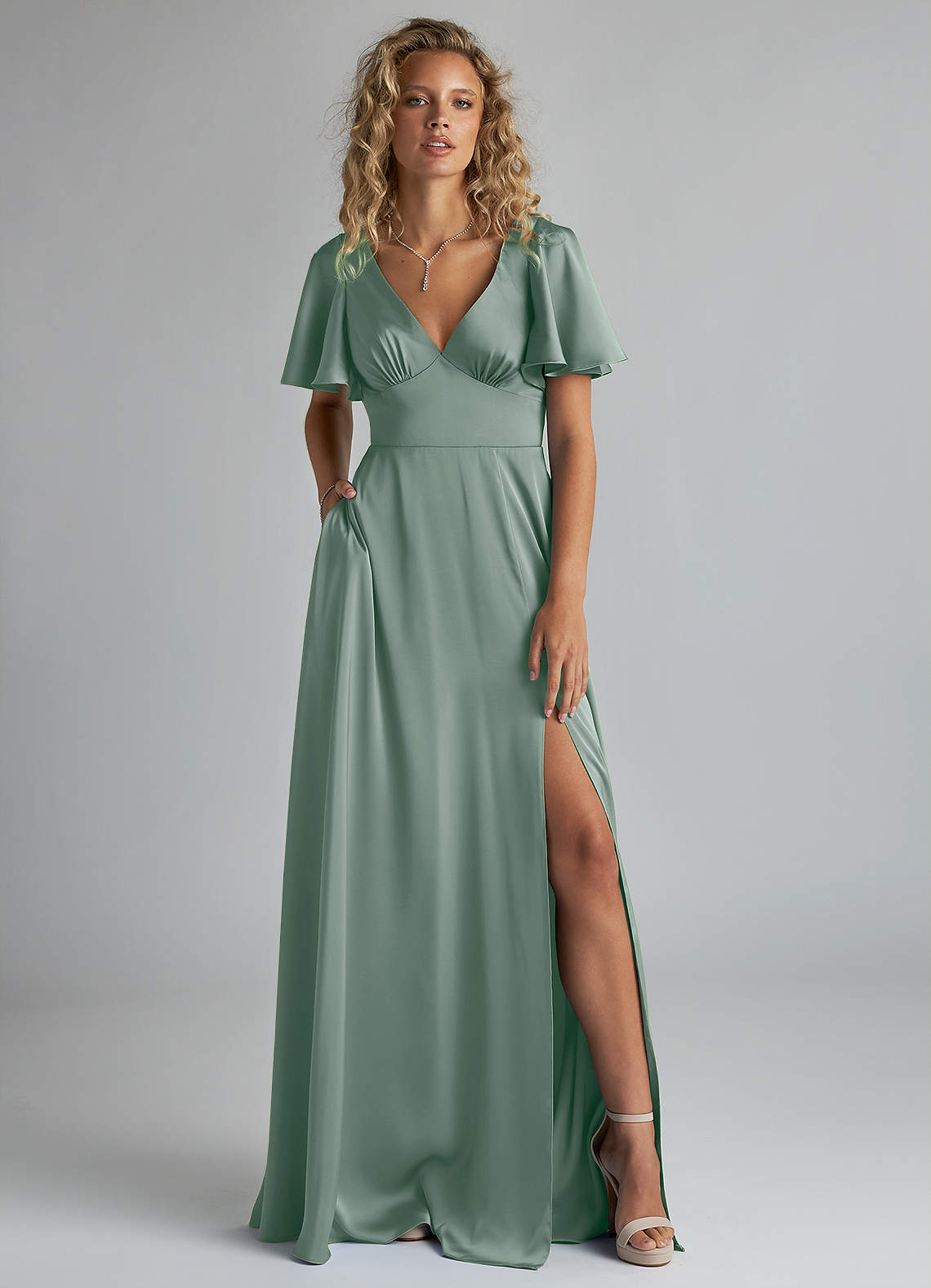 satin ruched dress in sage WEDTREND Women Dusty Sage Formal Dress One Shoulder Mermaid Ruched Satin Long Evening Dress, Dusty Sage / US10