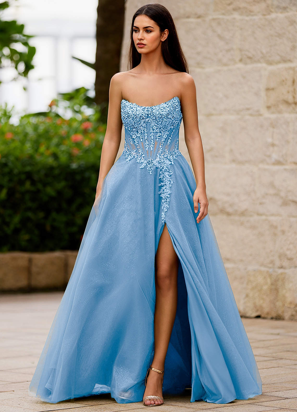 slim fit dress slacks Queendancer Women Glitter A-Line Long Lace Prom Dress with Pockets Tulle  Formal Party Dress with Flowers – queendanceruk main image 1