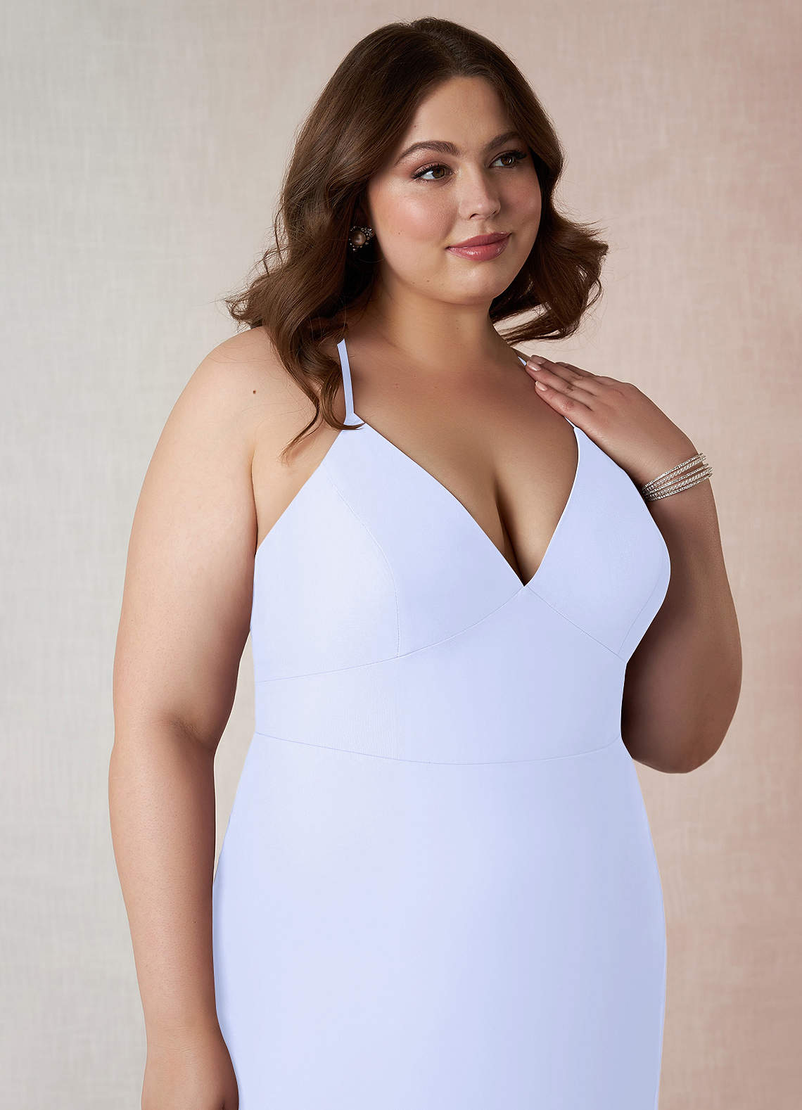 Azazie Plus Size Sheath V-Neck Floor-Length Chiffon Bridesmaid Dresses - Lavender