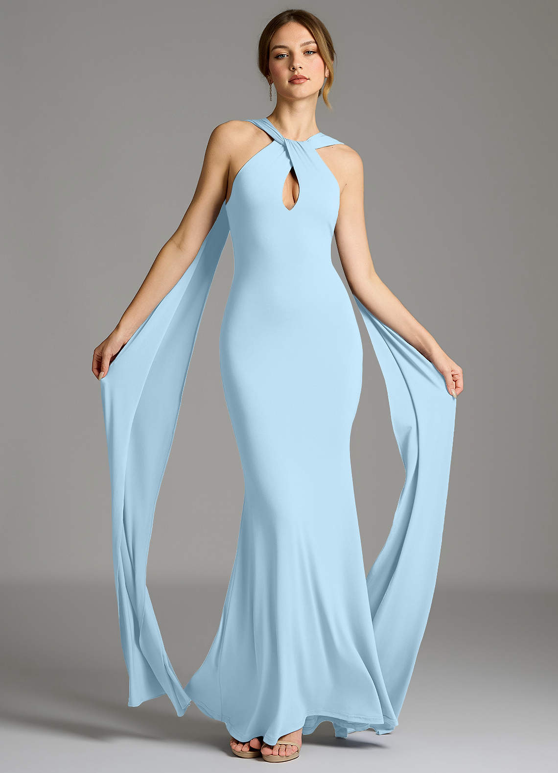 sky blue jersey dress Azazie Sable Jessica angel