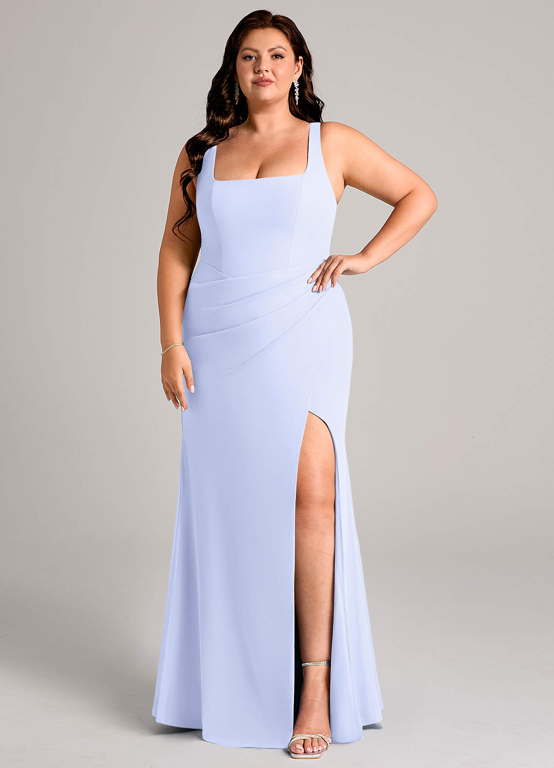 Azazie Mero Bridesmaid Dresses Lavender Sheath Pleated Chiffon Dress image1