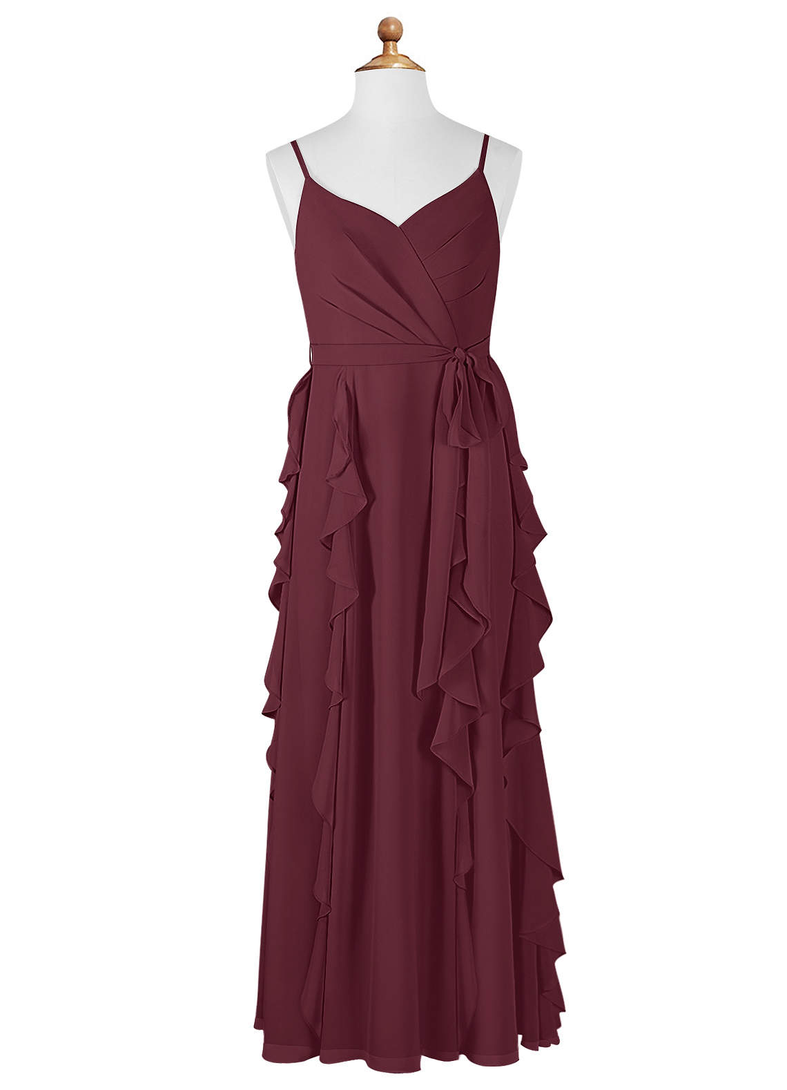 Azazie Peyton Junior Vestido Cabernet de Chiffon de Linha A com Plissado image5