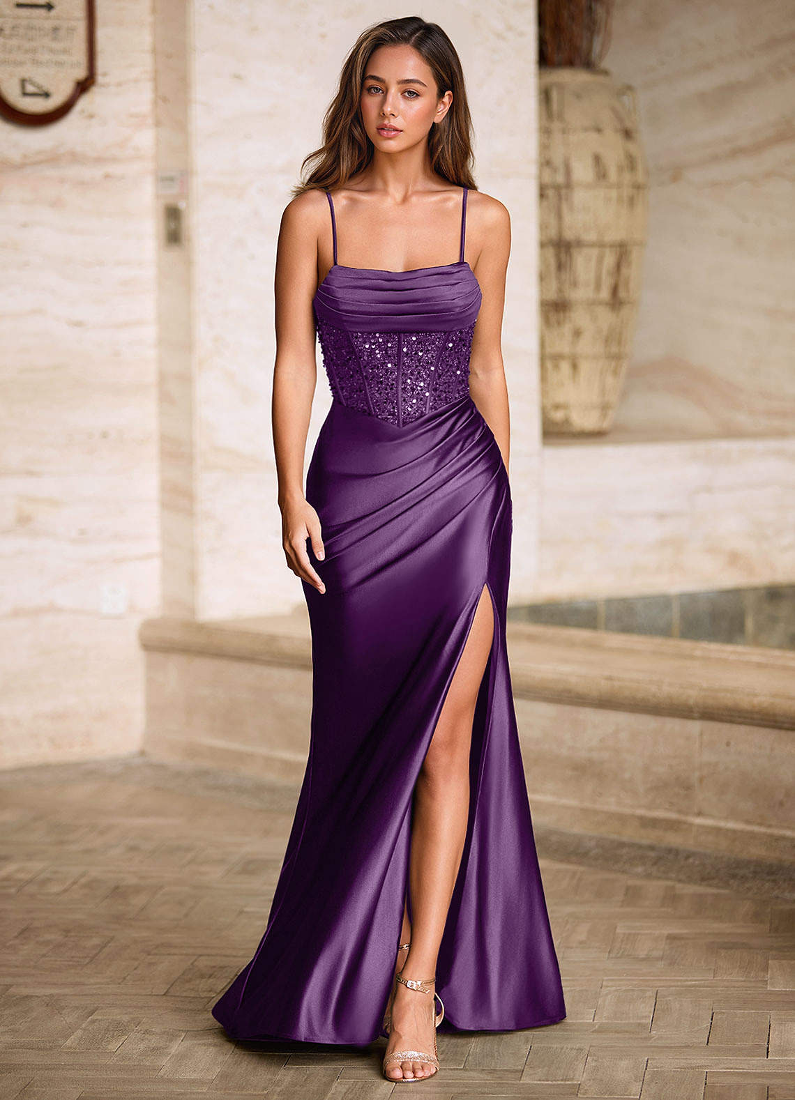 cowl neck floor length dress Giselle Off Shoulder Cowl Neck Maxi Dress - Black main image 0