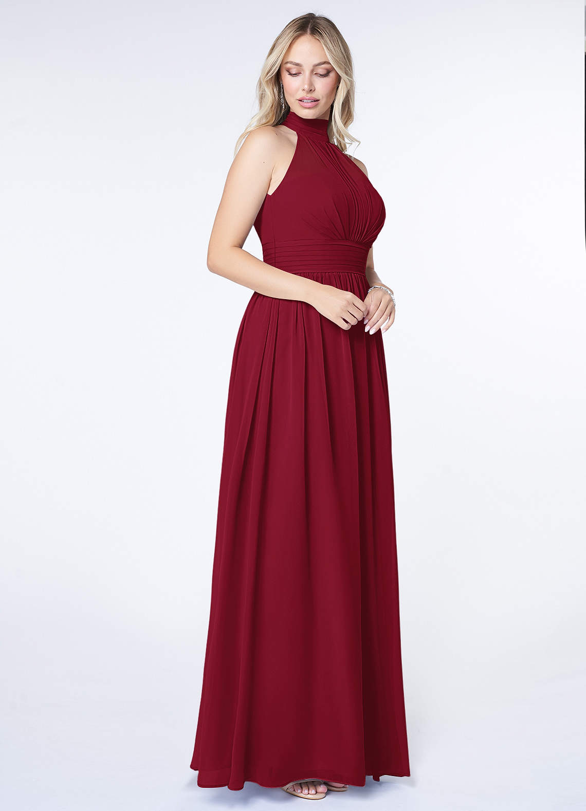 Azazie Iman Bridesmaid Dresses Burgundy A-Line A-Line Ruched Chiffon Dress image2