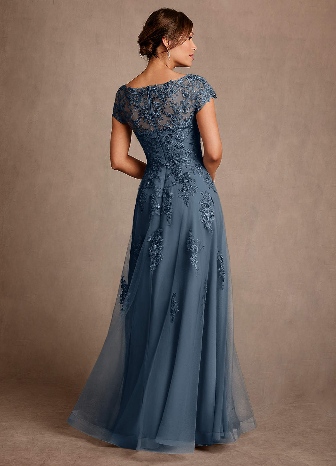 Azazie Jalinda Mother of the Bride Dresses Neptune A-Line Lace Chiffon Dress image1