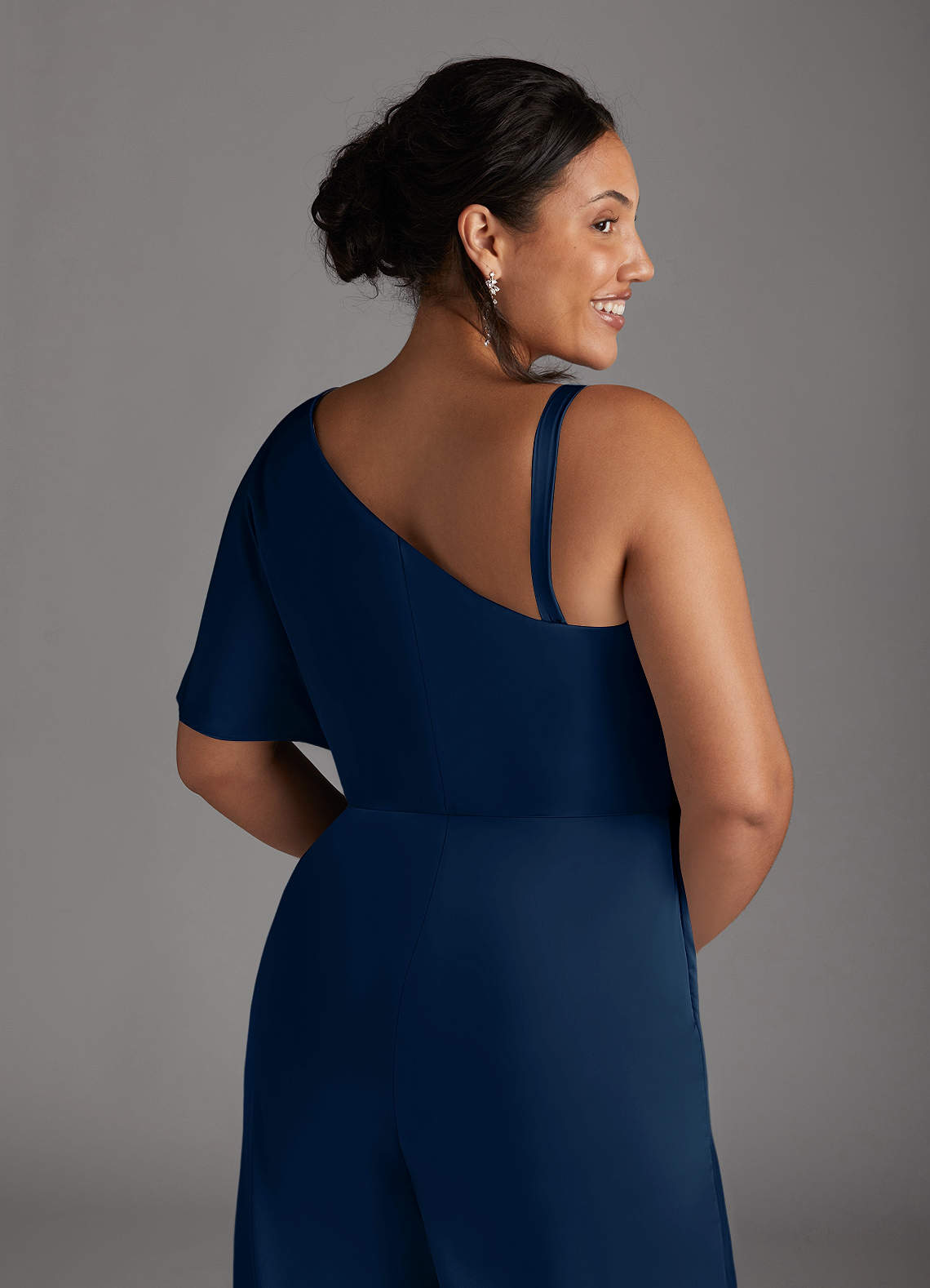 Azazie Hagretta Mother of the Bride Dresses Dark Navy Jumpsuit/Pantsuit Stretch Satin Dress image10
