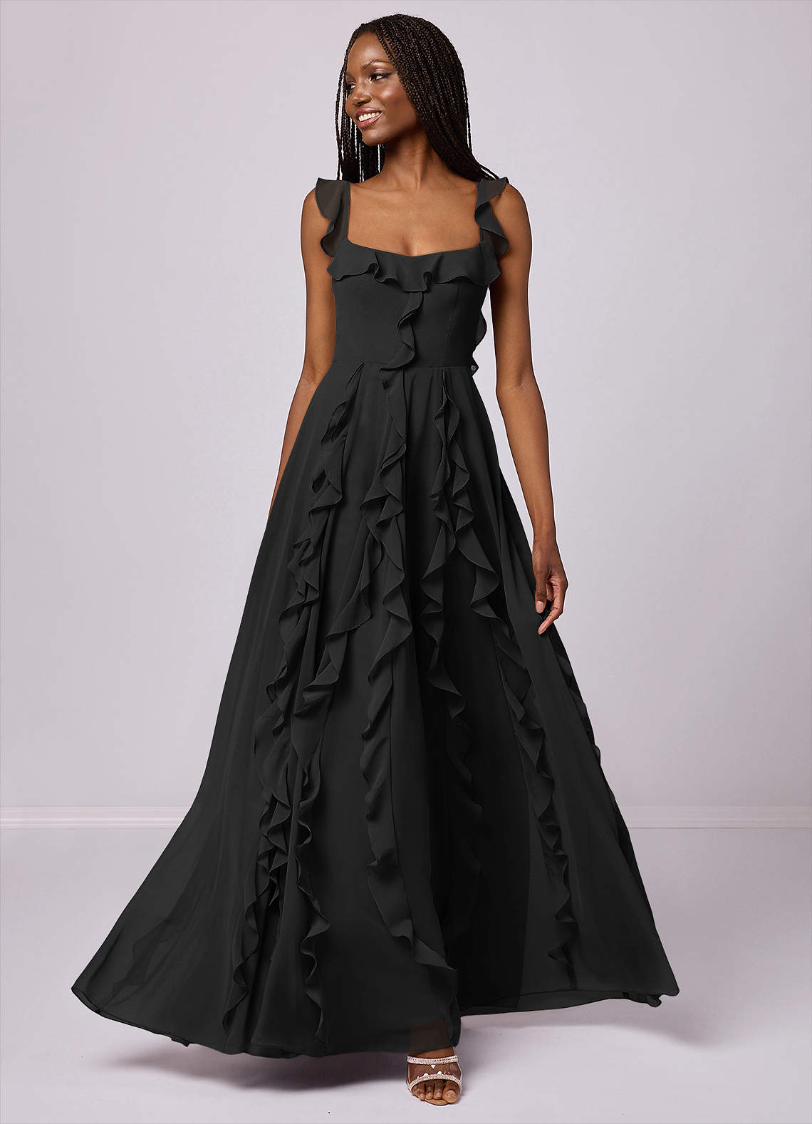 Barbie  AZAZIE 1024 Ready to Ship Black Chiffon Bridesmaid Dresses |  Azazie
