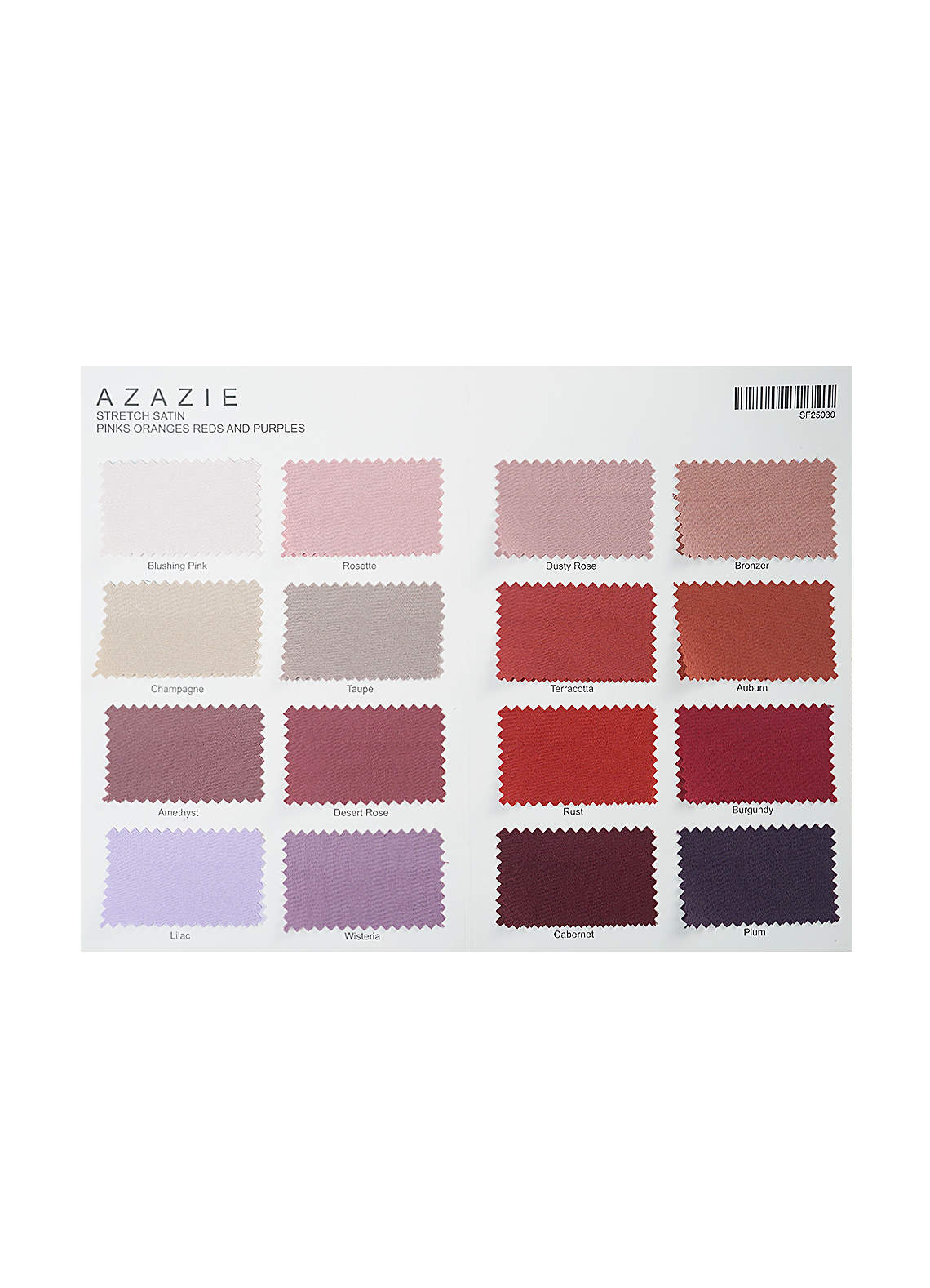 front Azazie Stretch Satin Multi Color Swatch Card