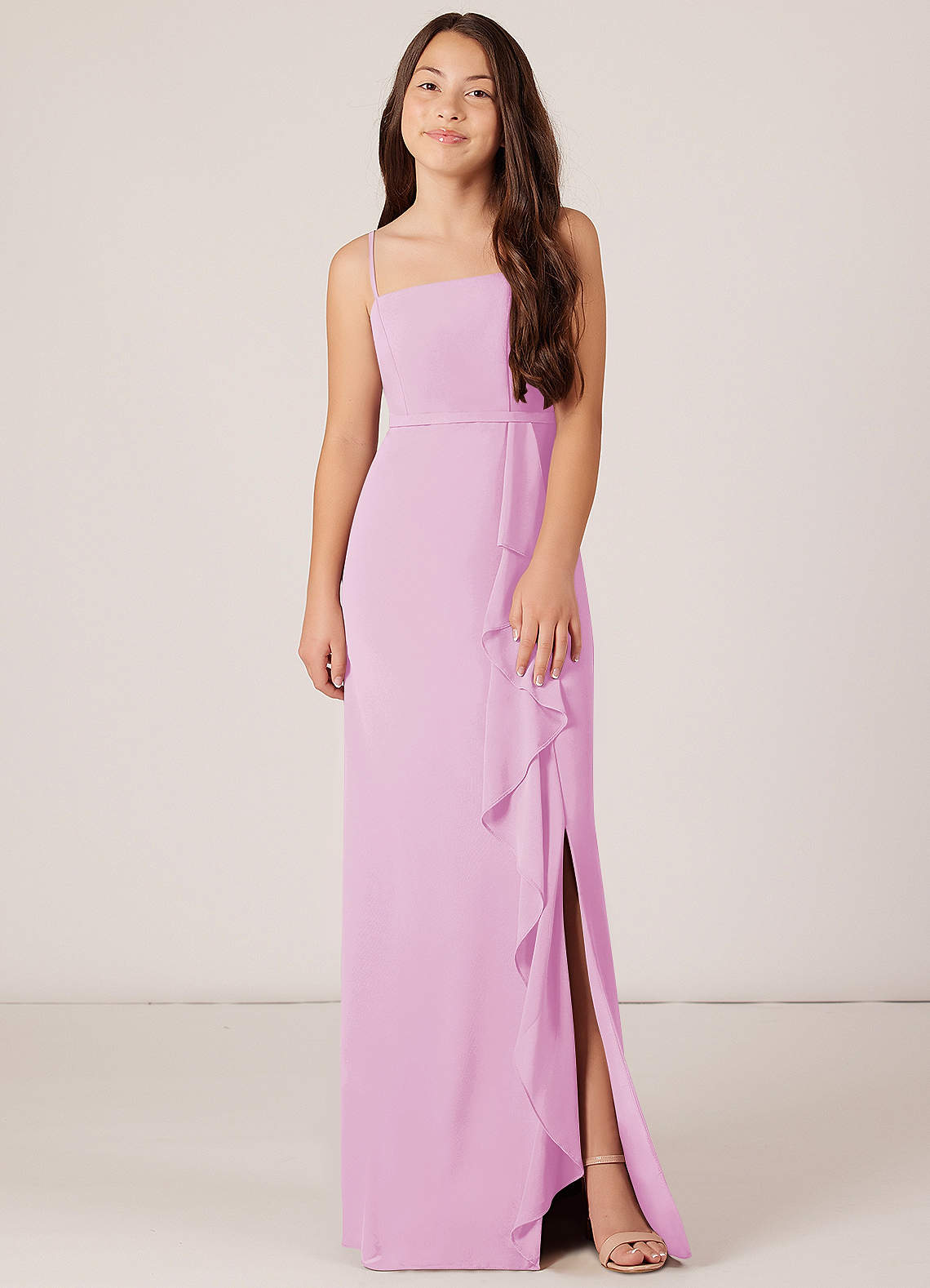バレエ type P capsleeve azalee pink daia Jr.M Azazie Kaylee Junior Bridesmaid Dress in Candy Pink | Azazie