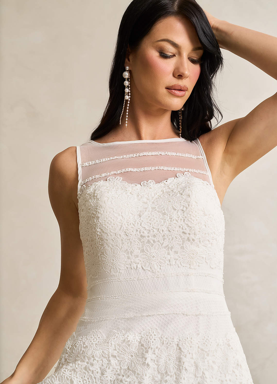 Azazie Azul Wedding Dresses Diamond White A-Line Sweetheart Lace Tulle Dress image5