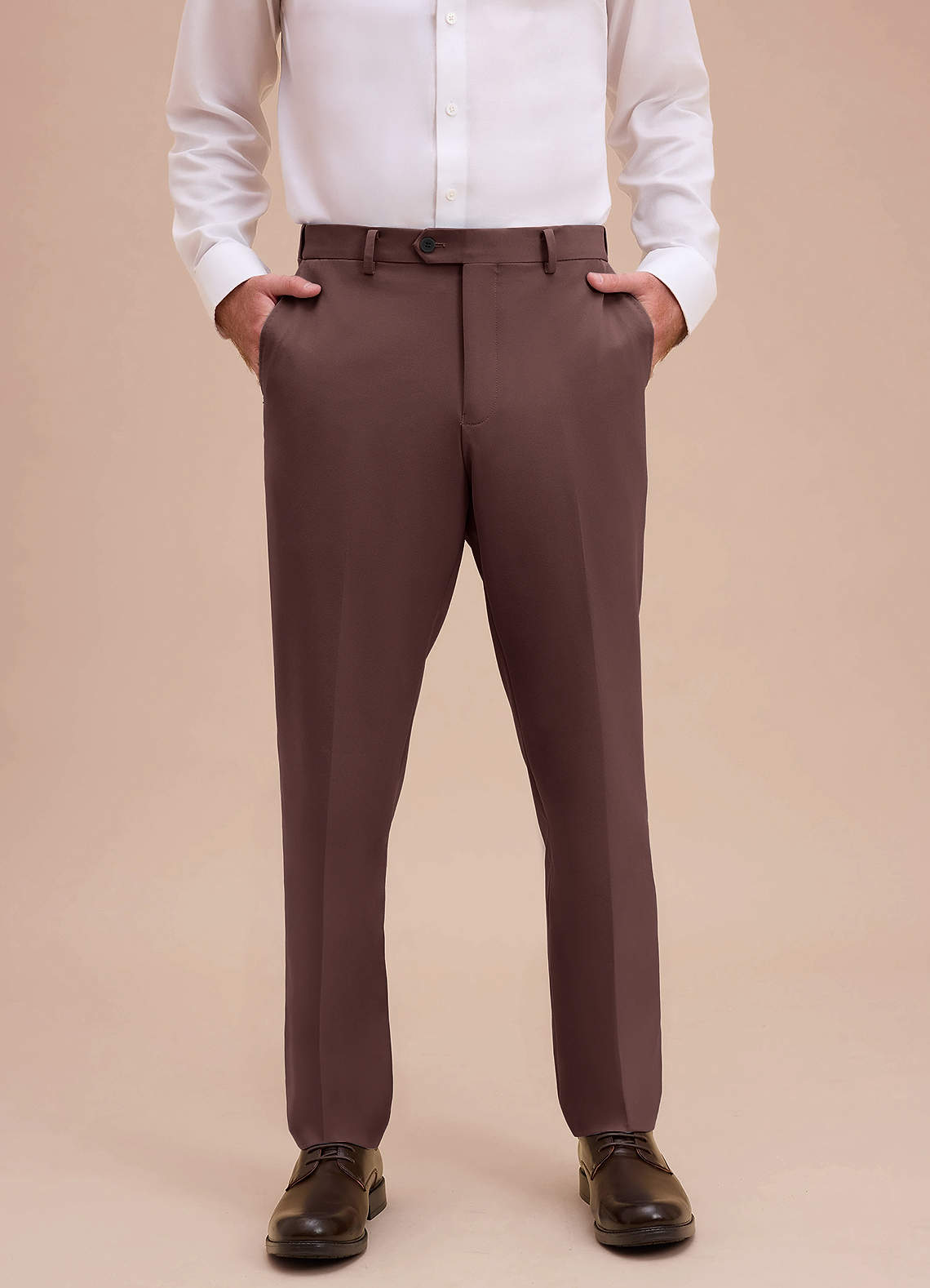 front Ethan Espresso Refined Weave Performance Dress Pants