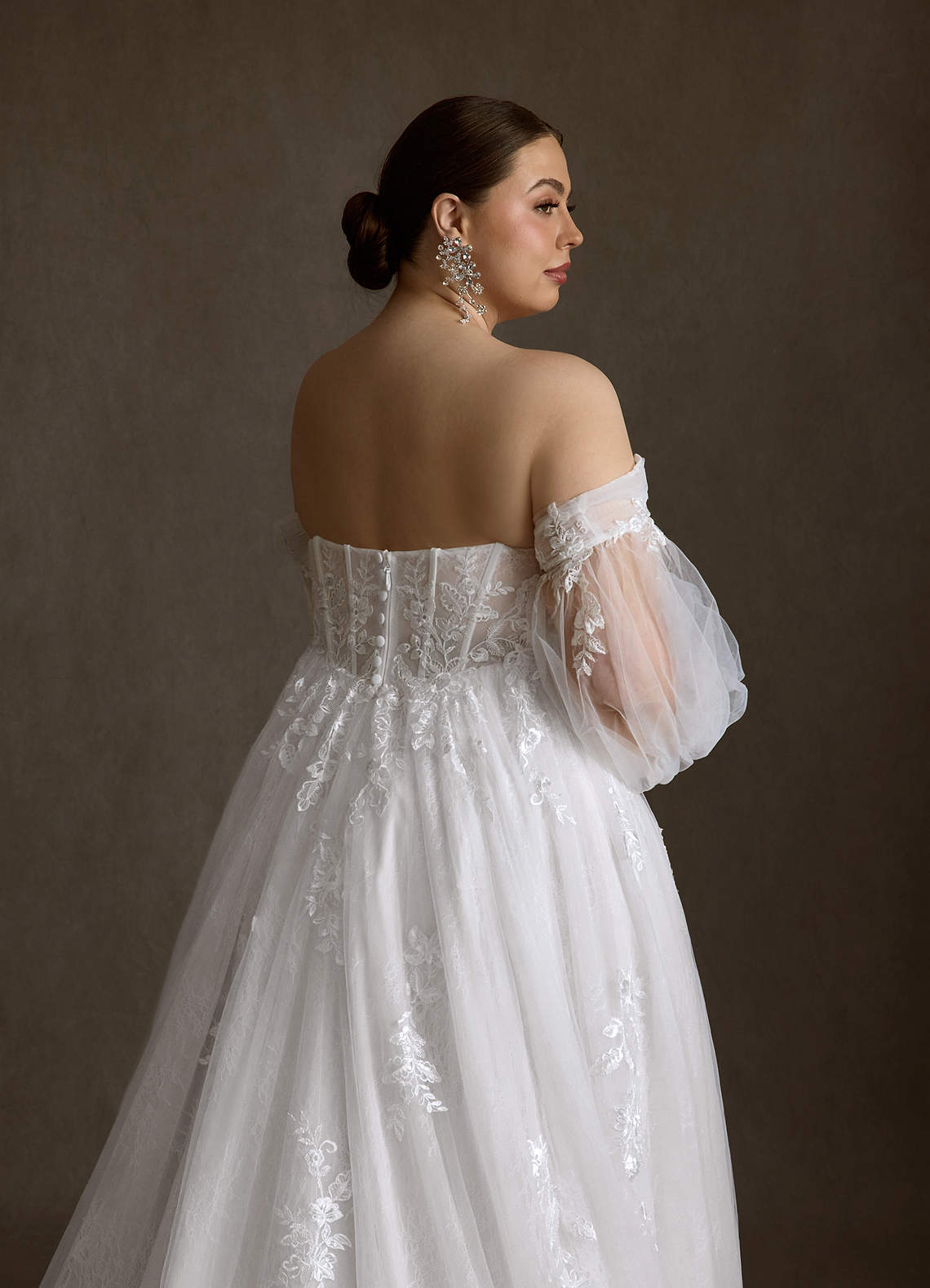 Azazie Elowyn Wedding Dresses Diamond White Ball-Gown Strapless Lace Dress image21