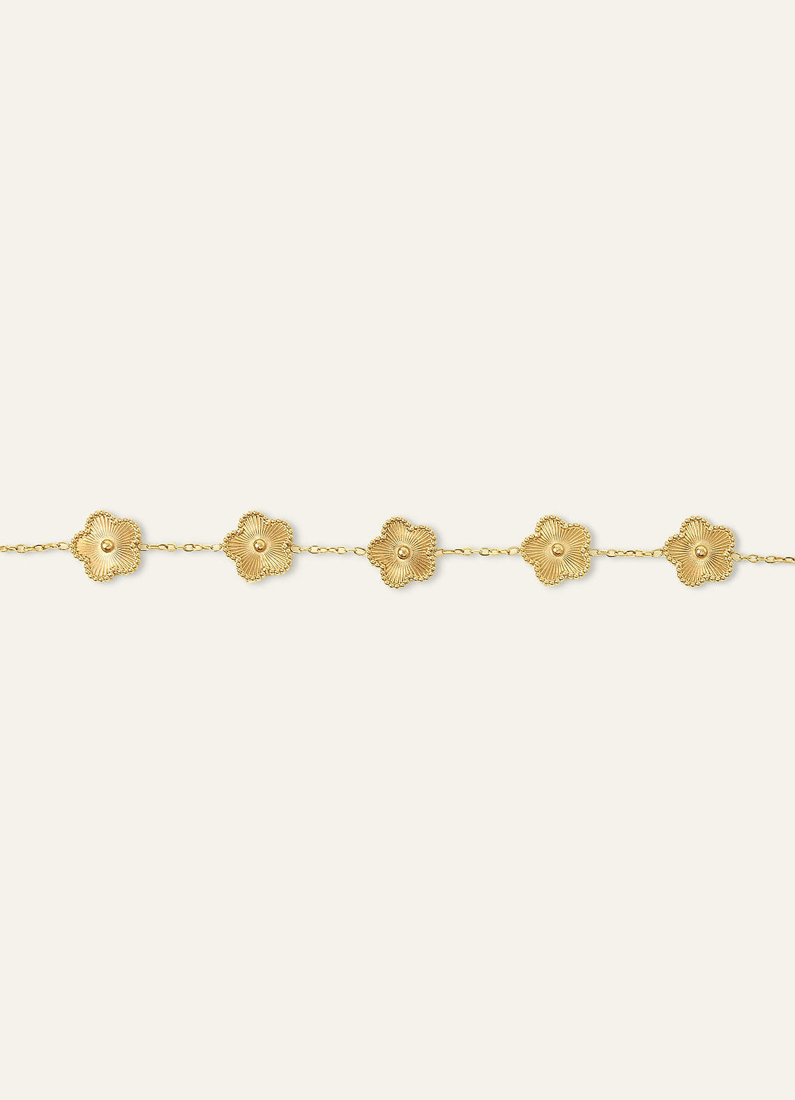 front 18K Gold Plated Stainless Steel Five-Leaf Clover Charm Bracelet