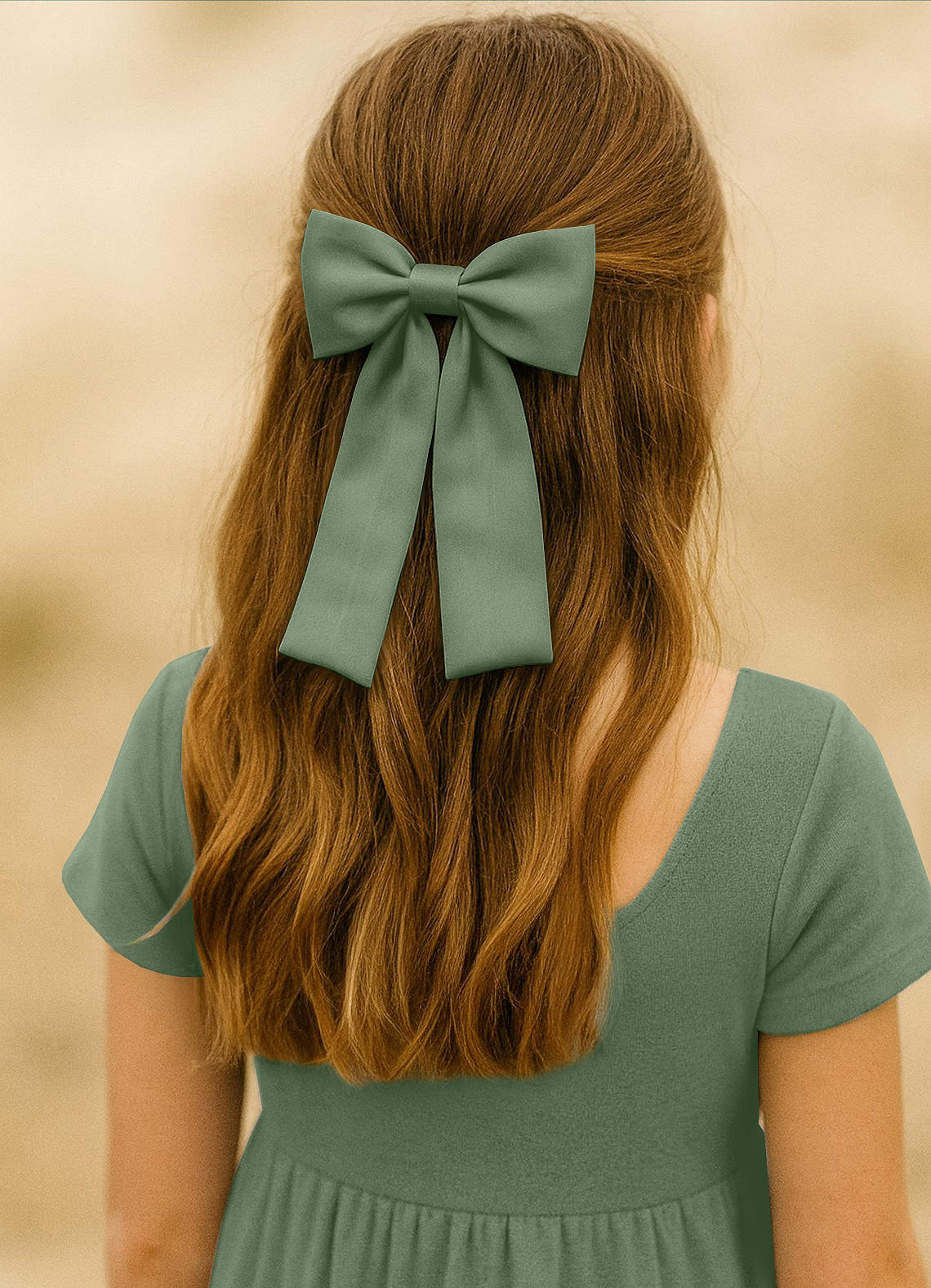 front Girls Satin Bow Hair Clip