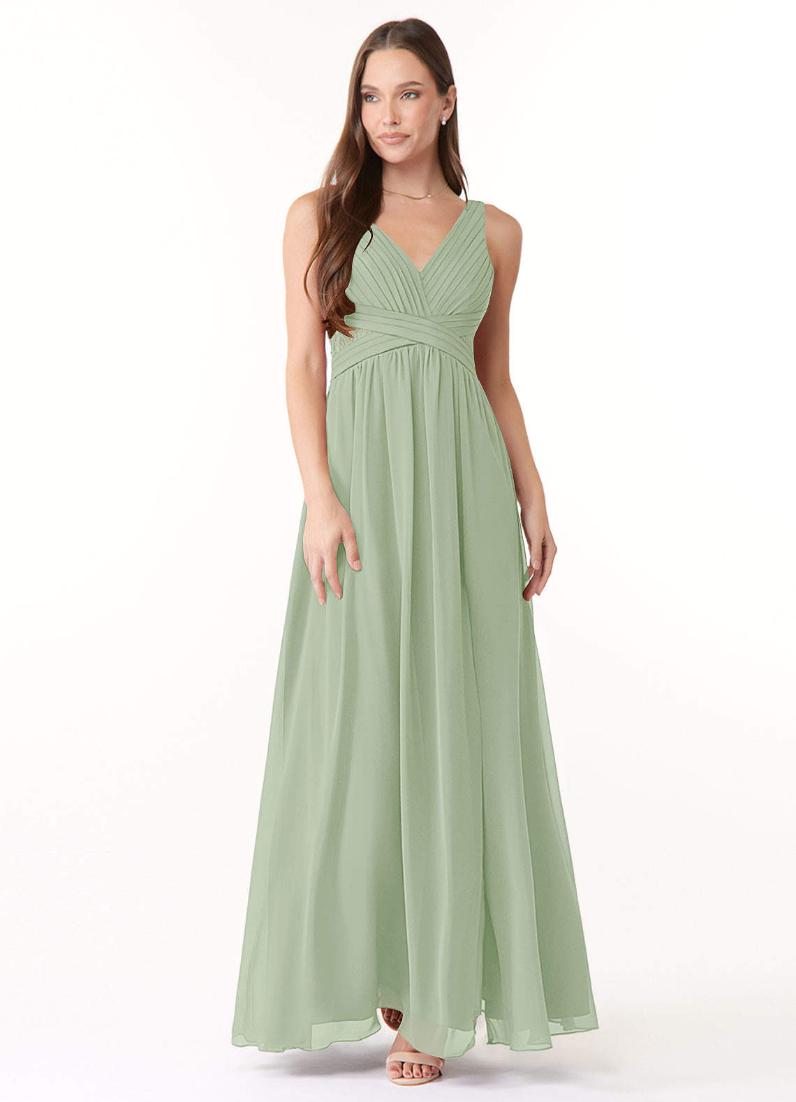 Dusty Sage Azazie Genelle Bridesmaid Dresses | Azazie