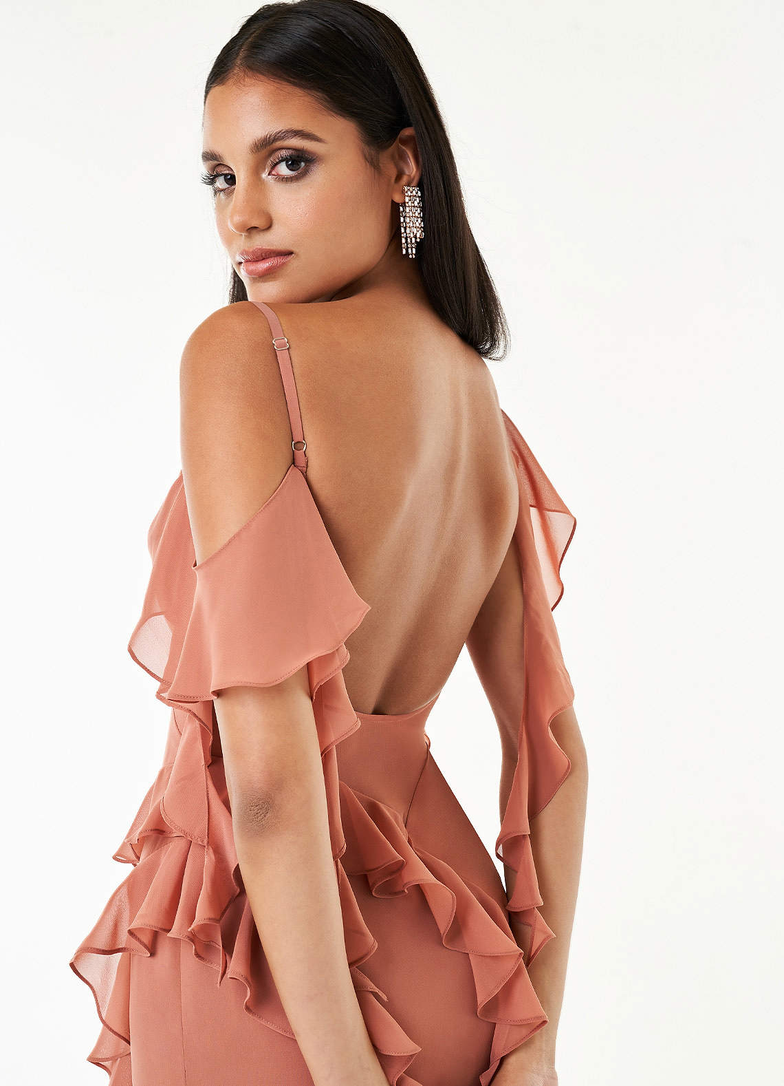 Francesca Copper Ruffle Gown | Azazie