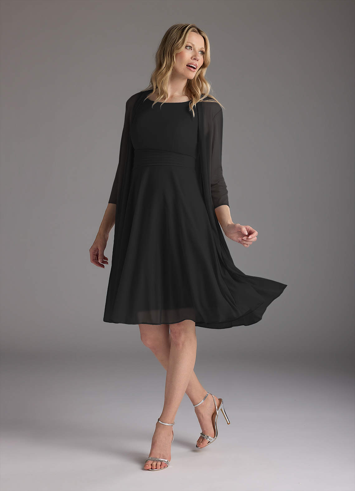 Azazie Sunny Mother of the Bride Dresses Black A-Line Pleated Mesh Dress image1