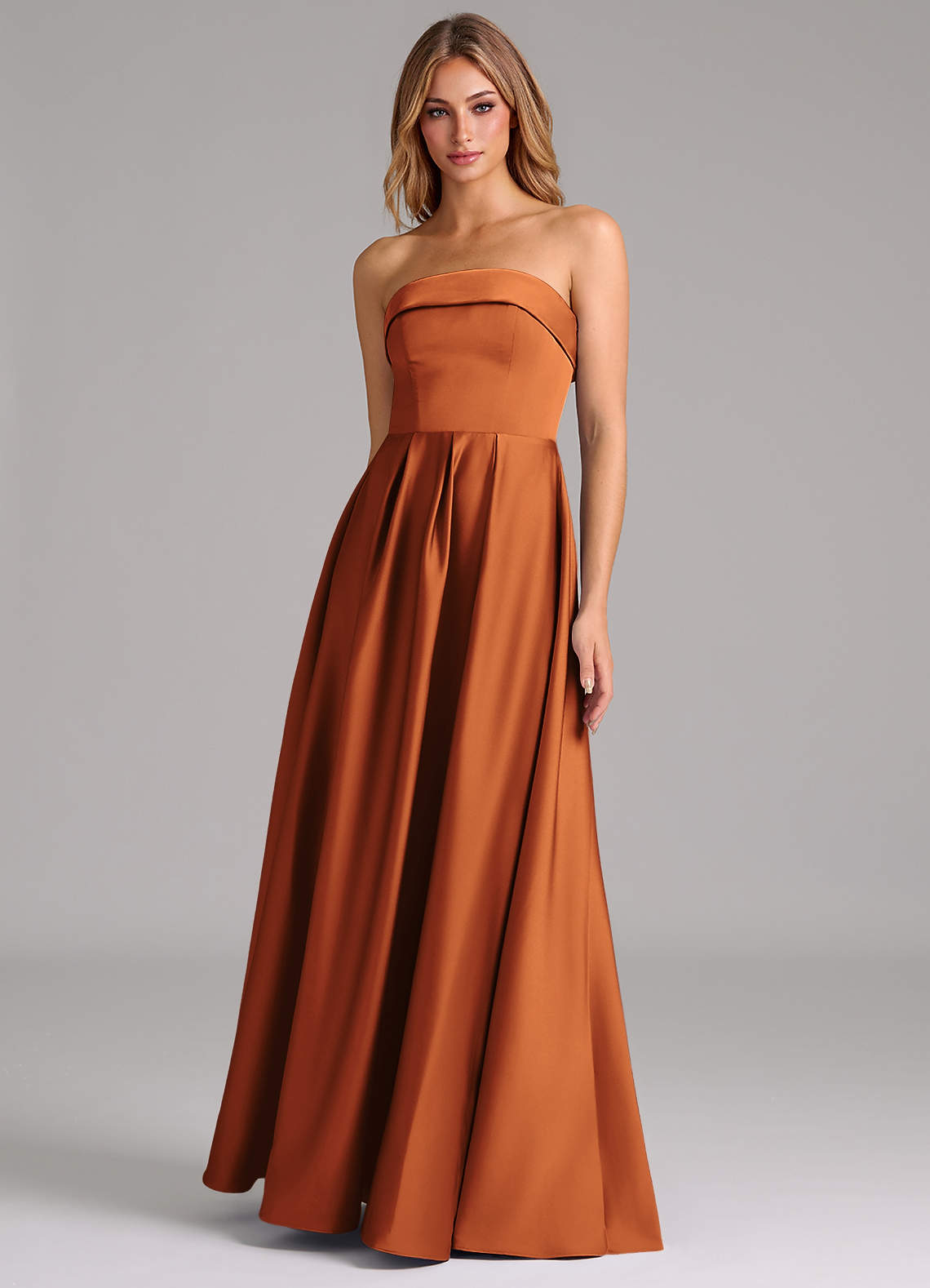 Azazie Lucienne Brautjungfernkleider Wandelbar A-Linie Schulterfrei Stretch-Satin Kleid Kanel image1