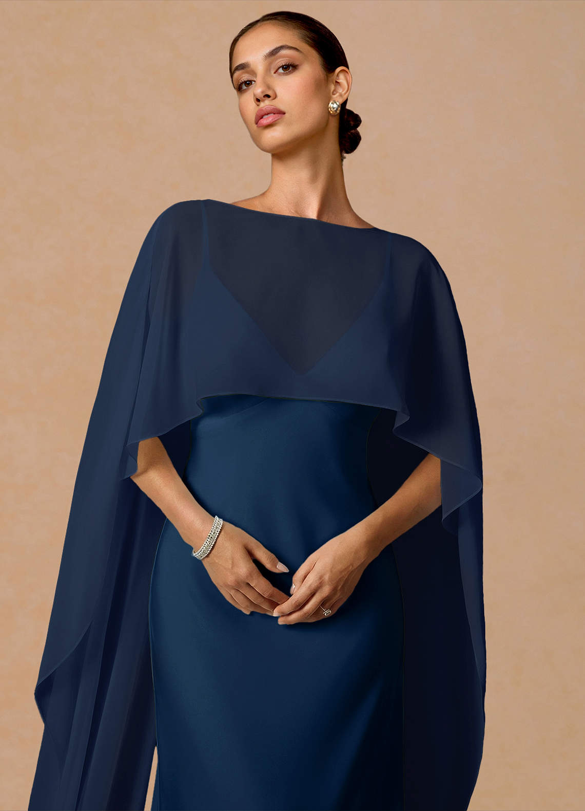 olive bridesmaid dresses satin Sheath-Column Maxi Luxe Satin Bridesmaid Dress COCOMELODY CS0602BMCR main image 0