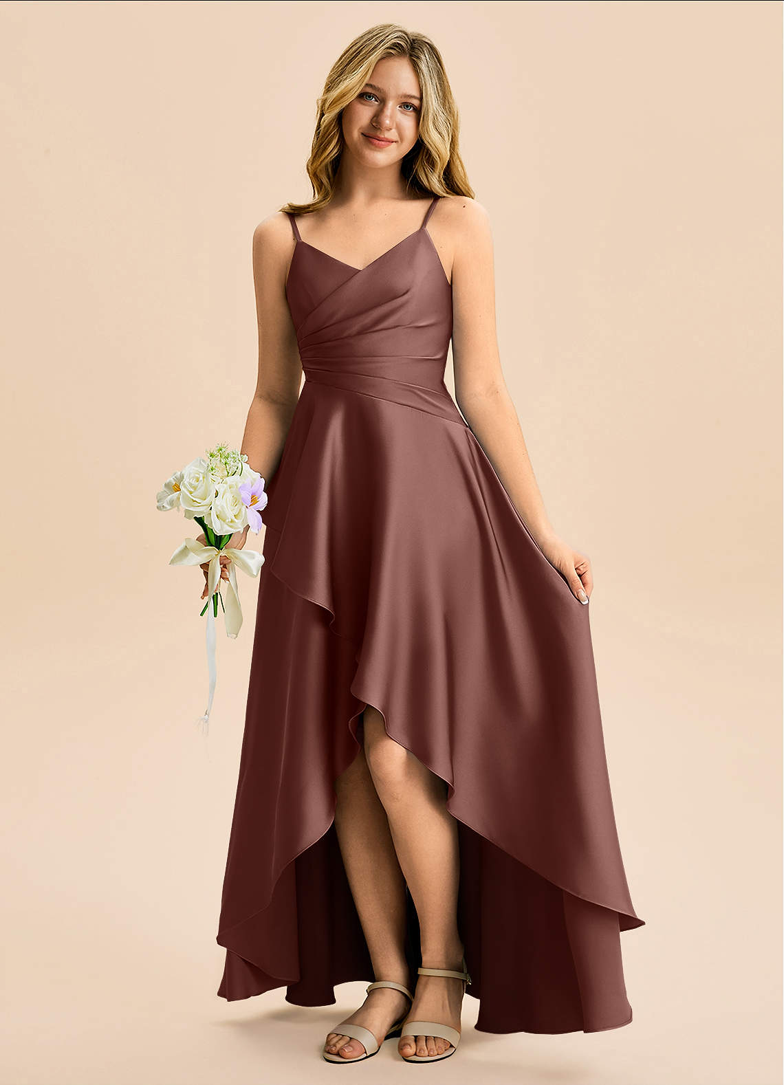 Azazie Eirlys Junior Bridesmaid Dress in Espresso