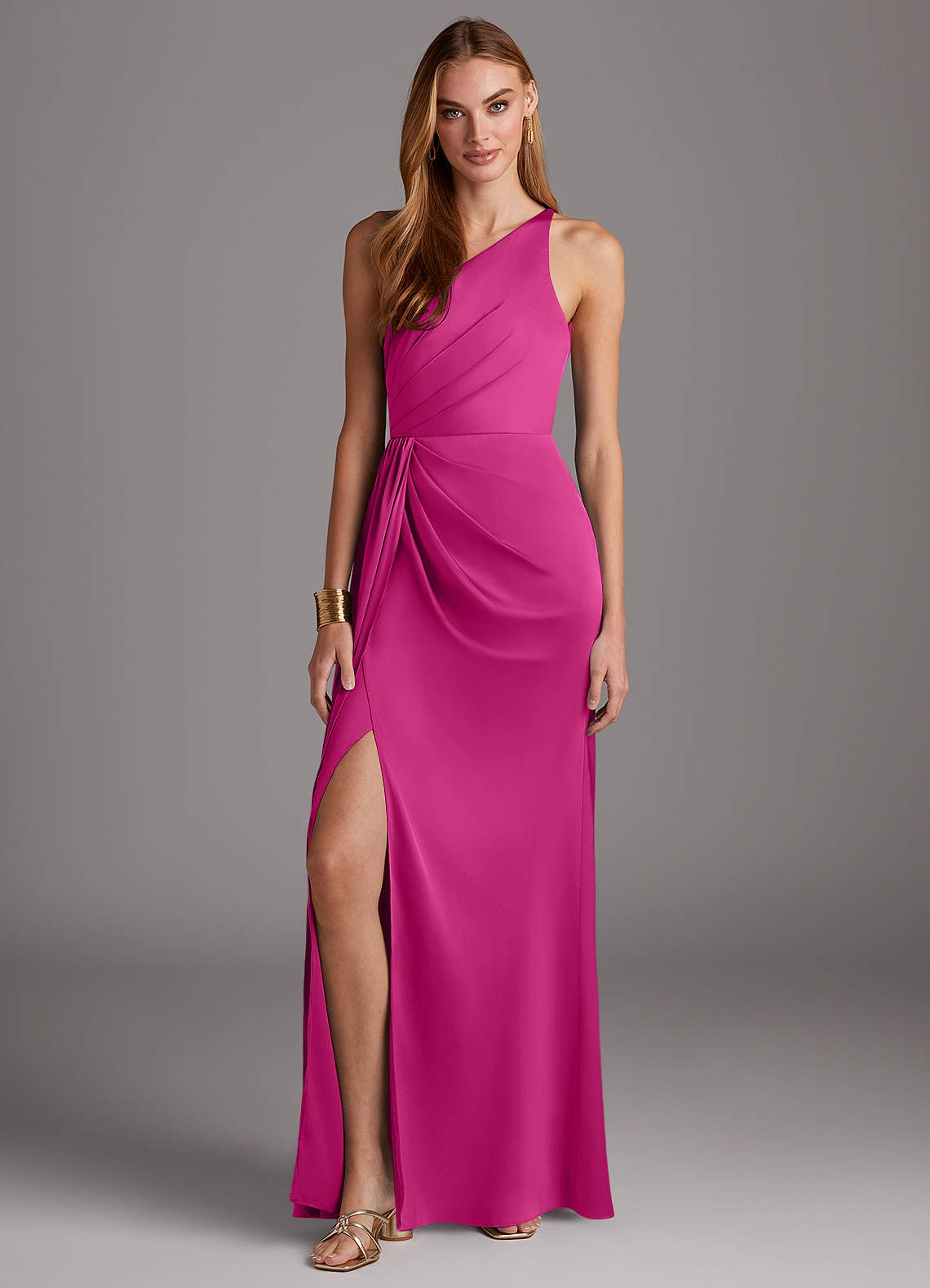 azazie mika stretch satin dress Azazie Mika