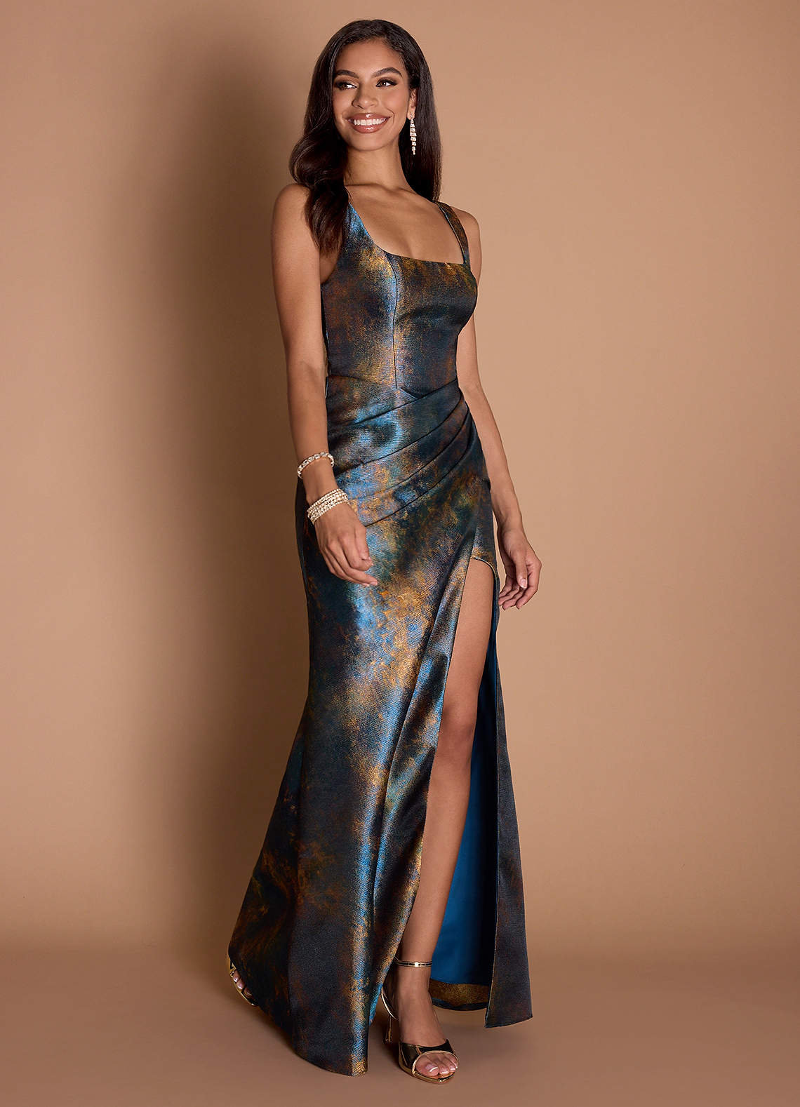 Iliana Teal Bronze Maxi Dress image3