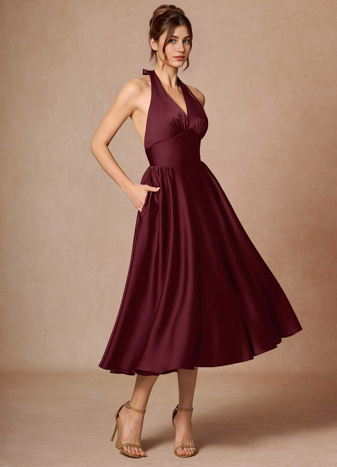 Dominique Wine Midi Dress image2