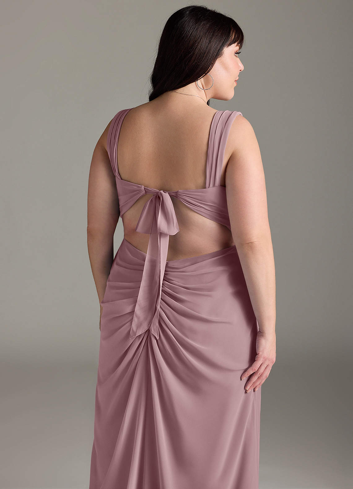 Azazie Jesaphine Bridesmaid Dresses Dusty Rose Sheath Bow Chiffon Dress image13