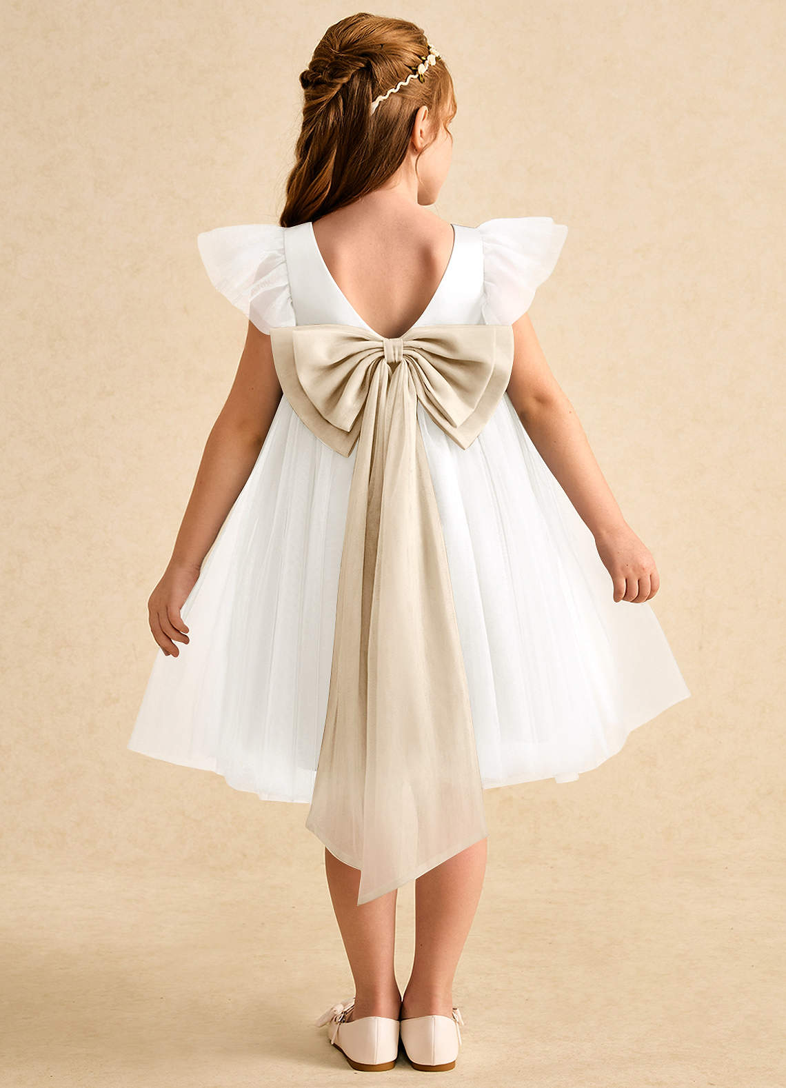 Azazie Munchkin Flower Girl Klänningar Klänning A-Line i Tyll Rosett image1
