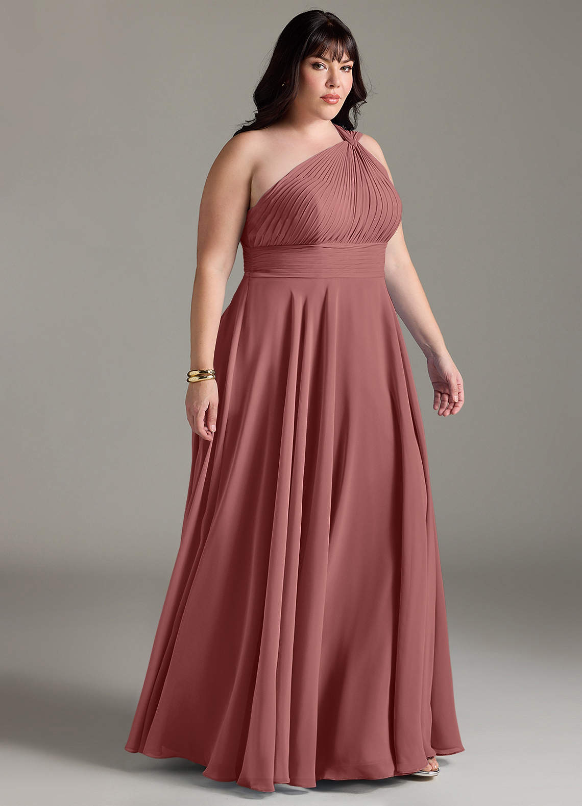 Azazie Charlize Bridesmaid Dresses Amethyst A-Line One Shoulder Chiffon Dress image9