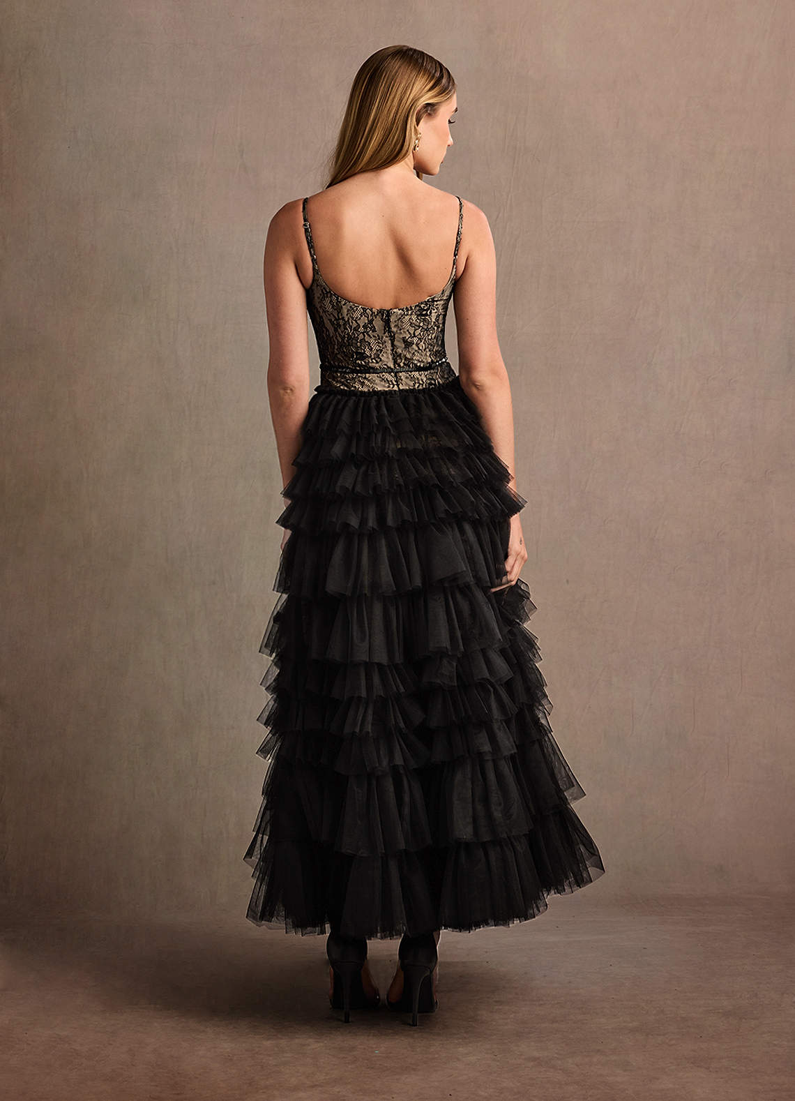 Coveie Lace Ruffle Maxi Dress - Black main image 0
