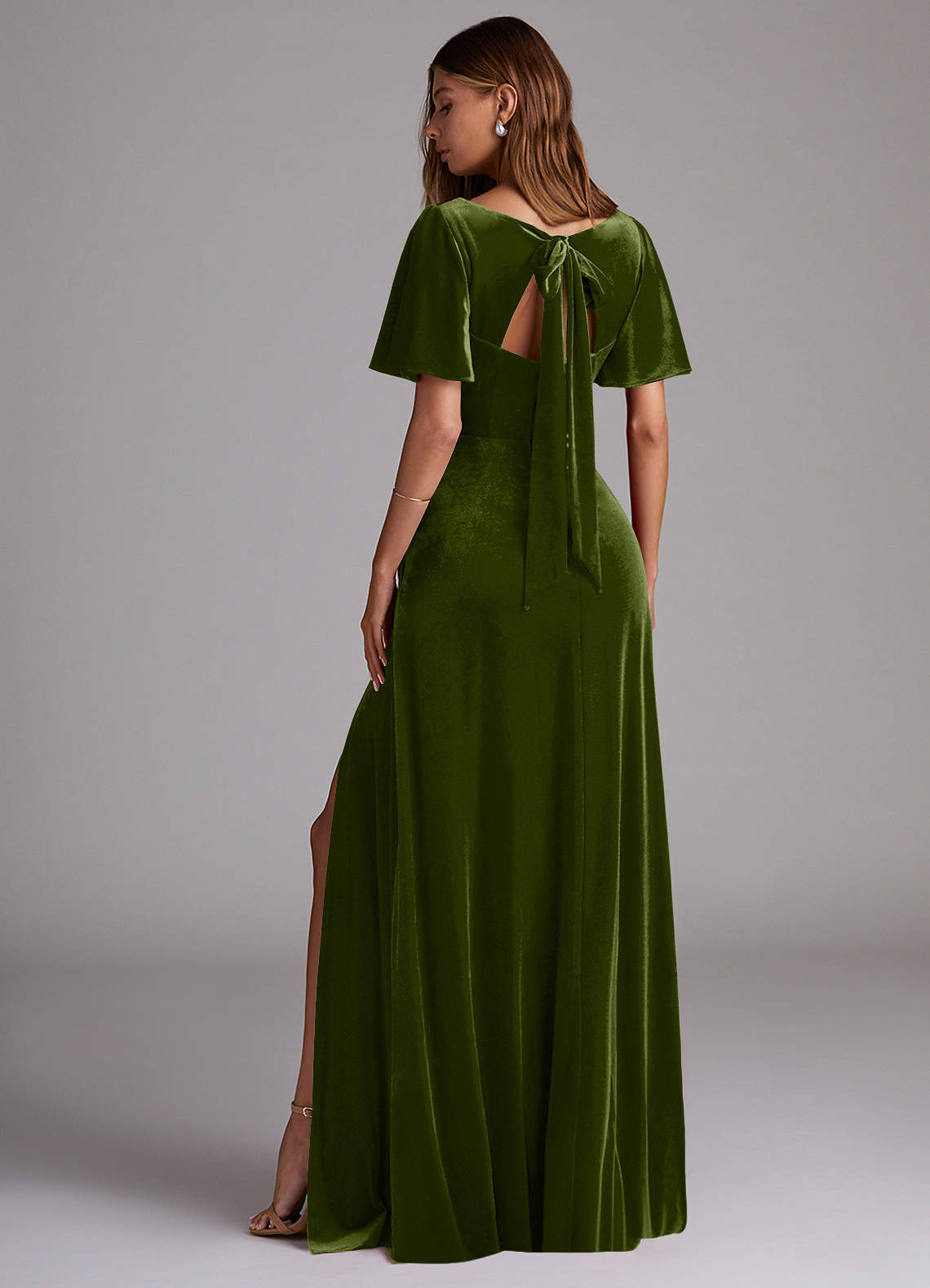 Azazie Kimber Olive Velvet Bridesmaid Dresses | Azazie